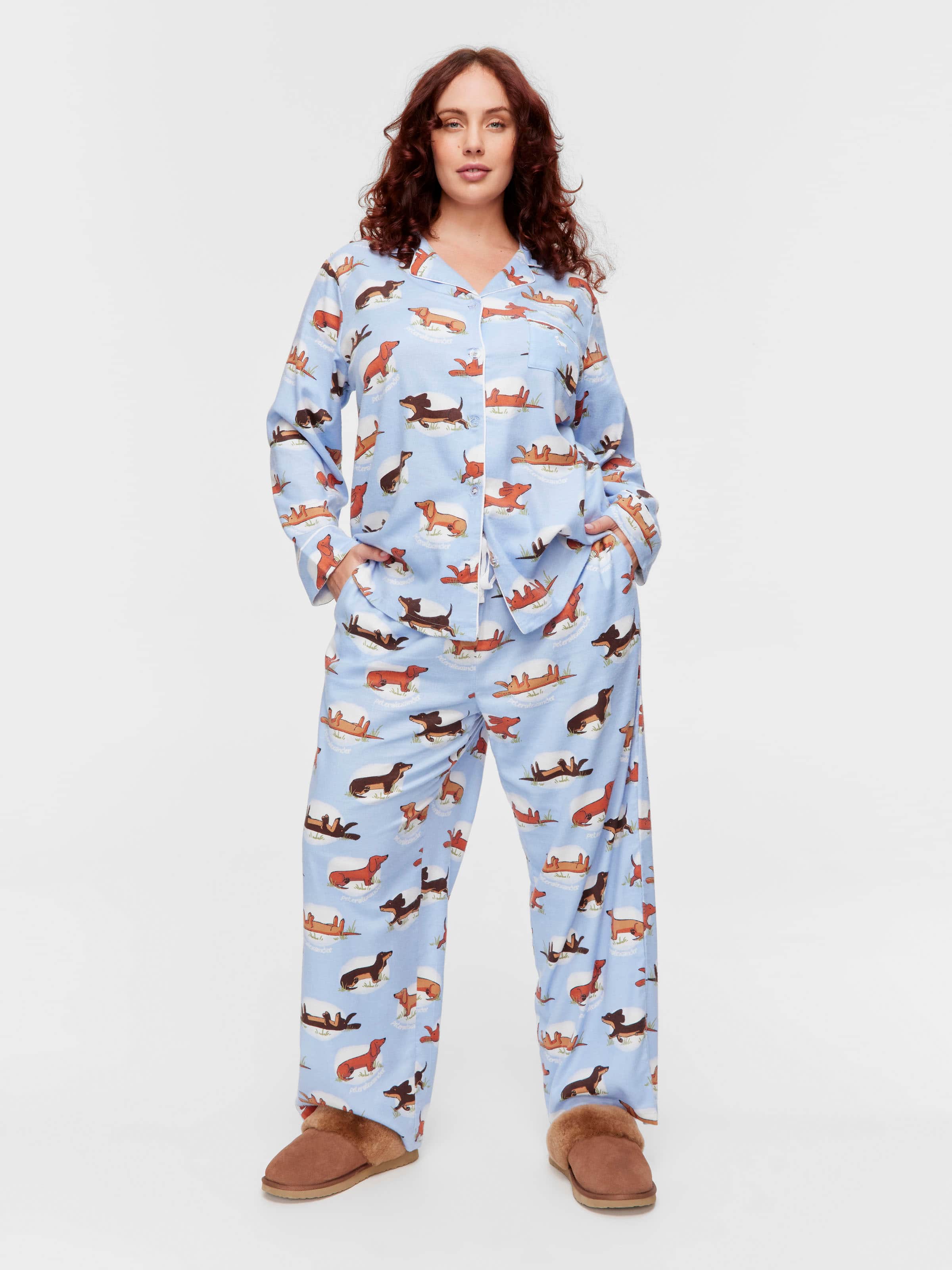 P.A. Plus Penny Spot Bamboo Flannelette Long Pj Set
