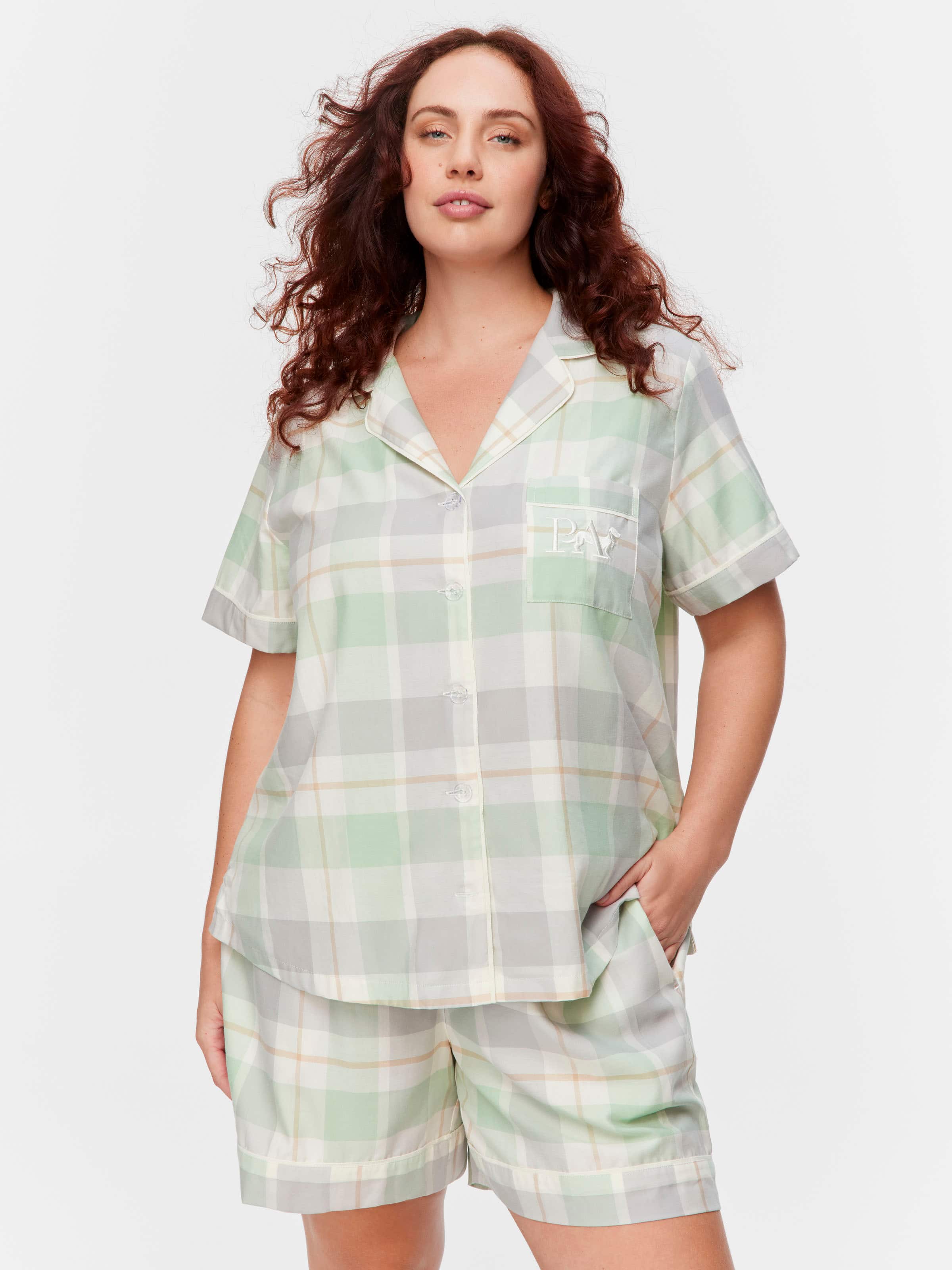P.A. Plus Mint Check Shortie Pj Set