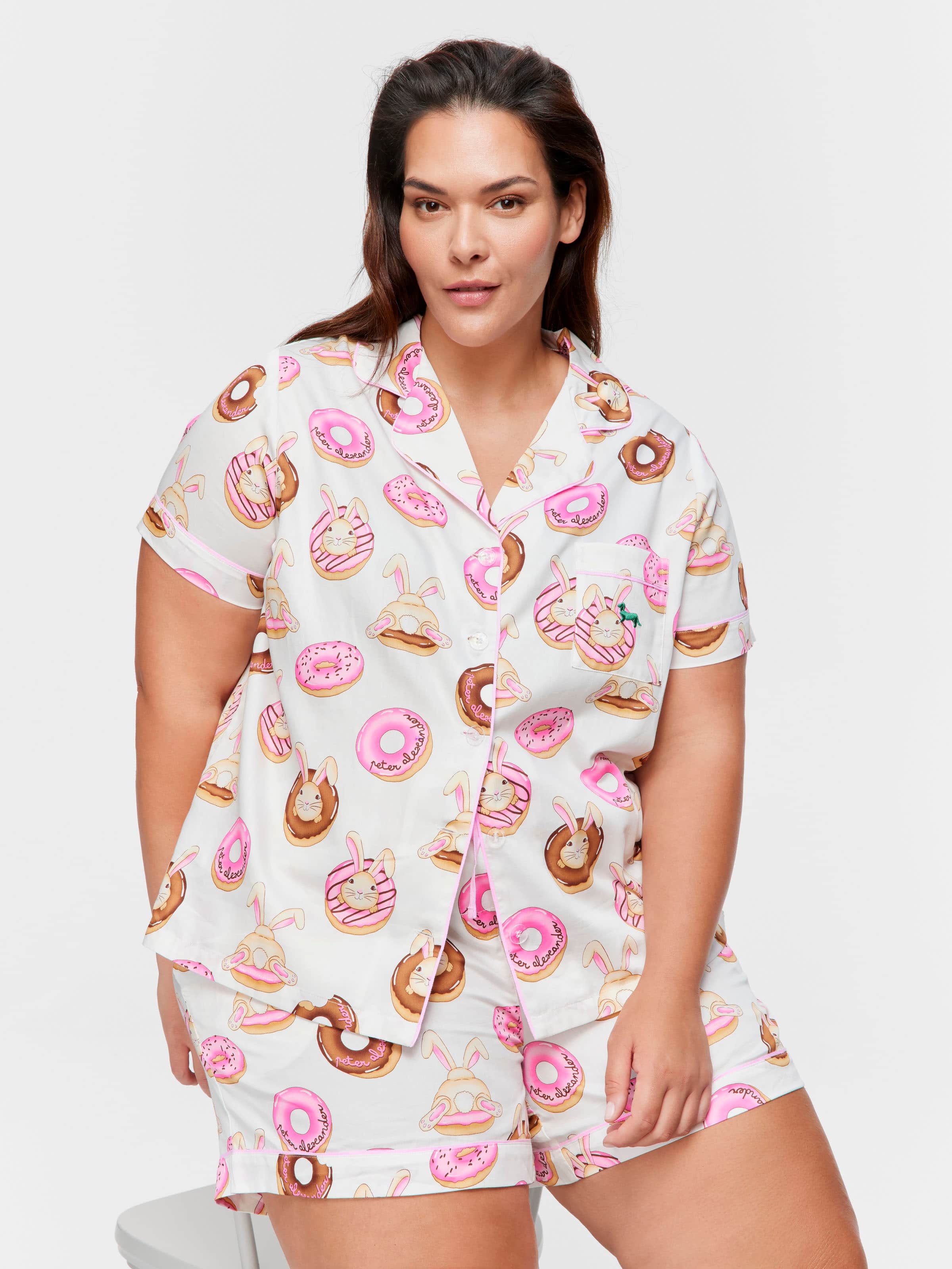 P.A. Plus Krispy Kreme Pink Bunnies Shortie Pj Set