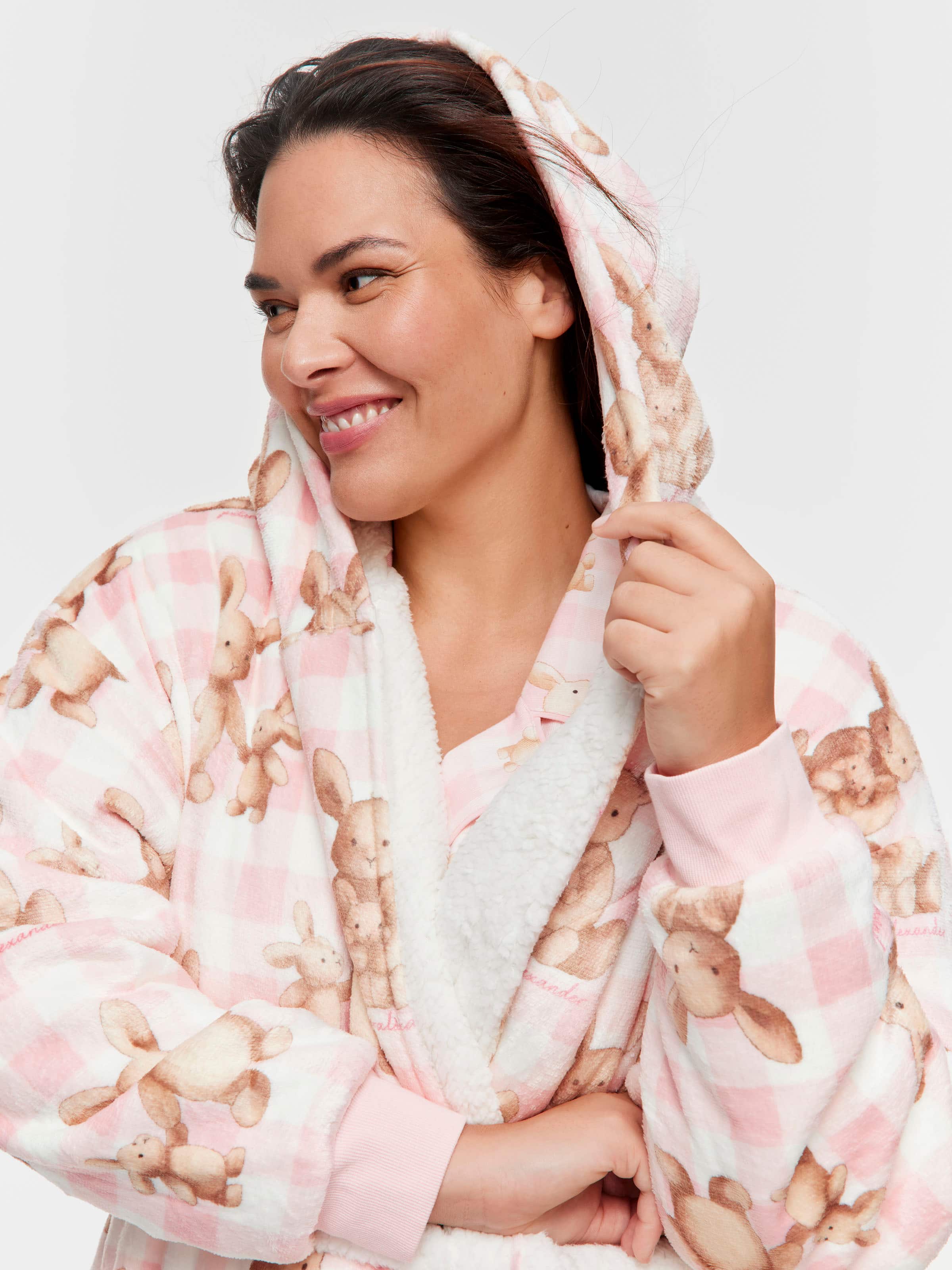 P.A. Plus Soft Bunny Fleece Hooded Gown