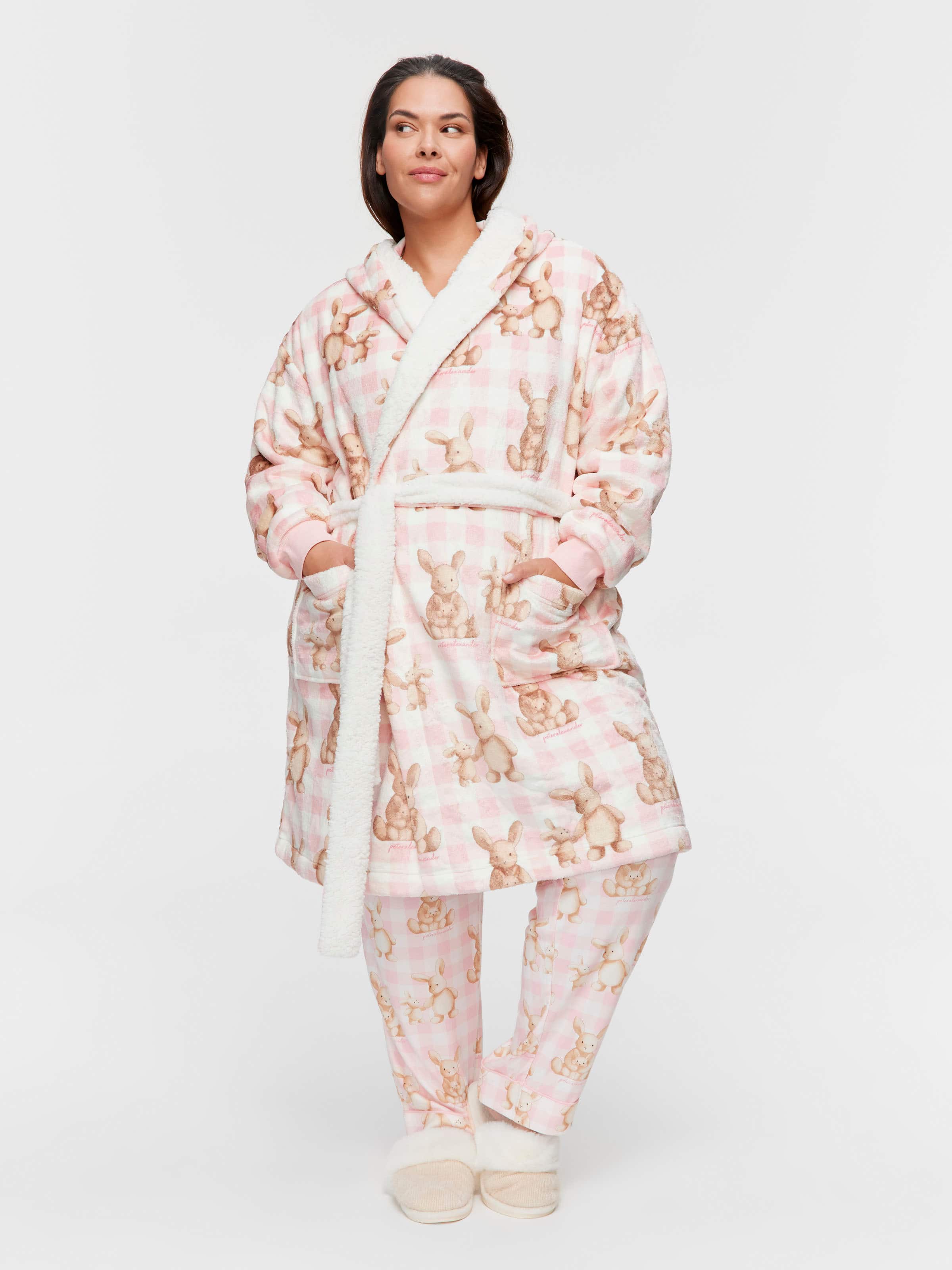 P.A. Plus Soft Bunny Fleece Hooded Gown