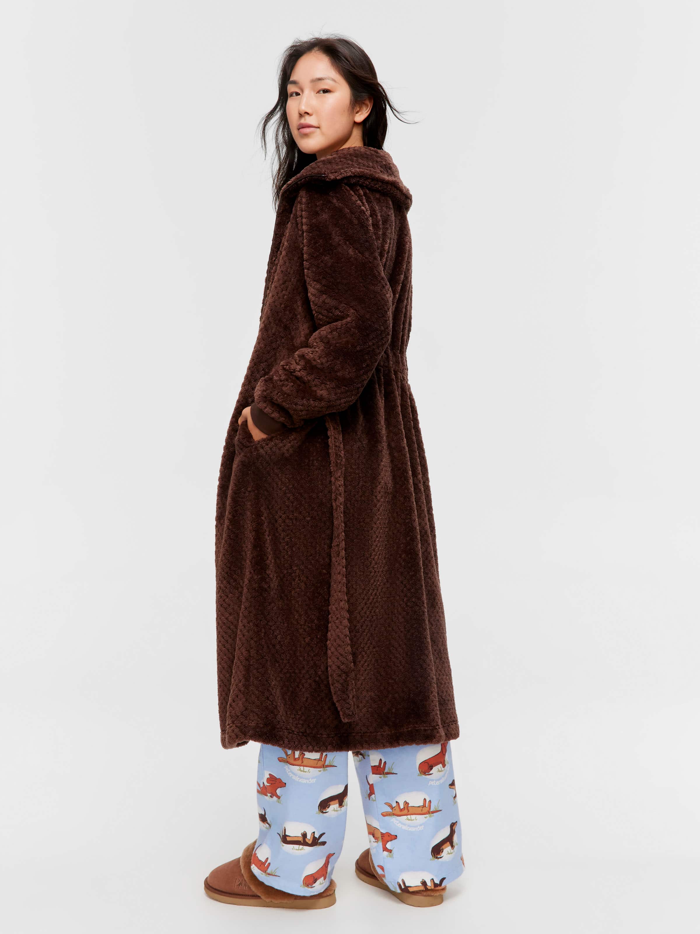 Chocolate Zip Front Fleece Gown