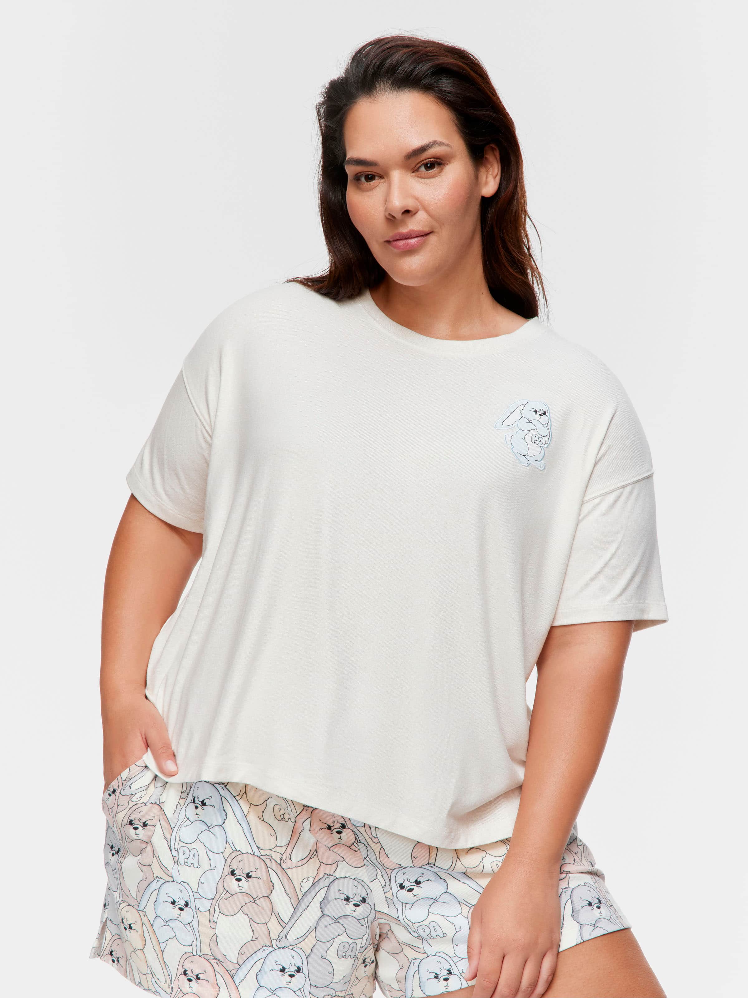 P.A. Plus Grumpy Bunny Plush Oversized Tee