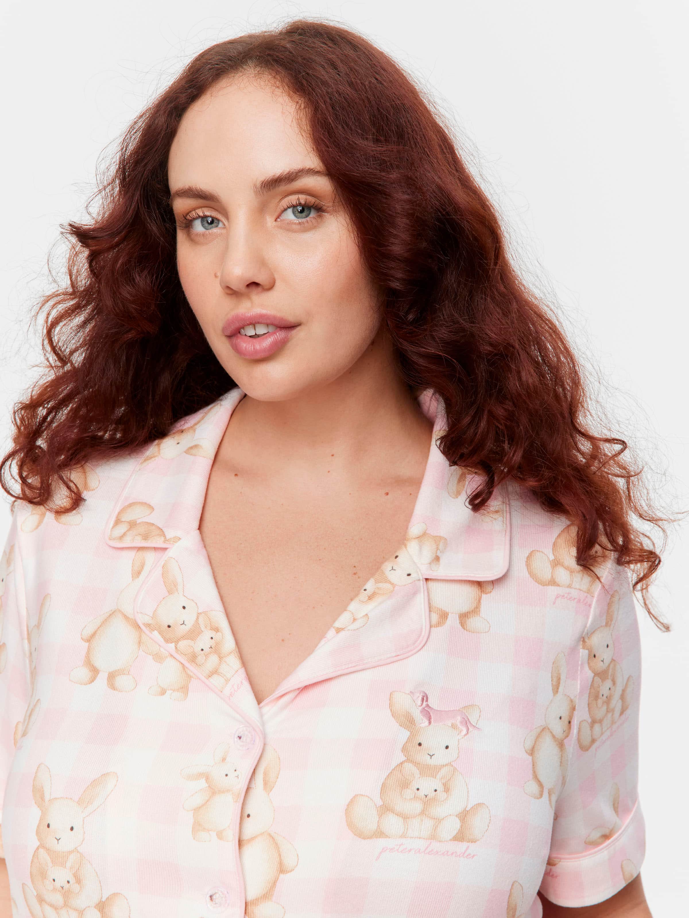 P.A. Plus Soft Bunny Plush Shortie Pj Set