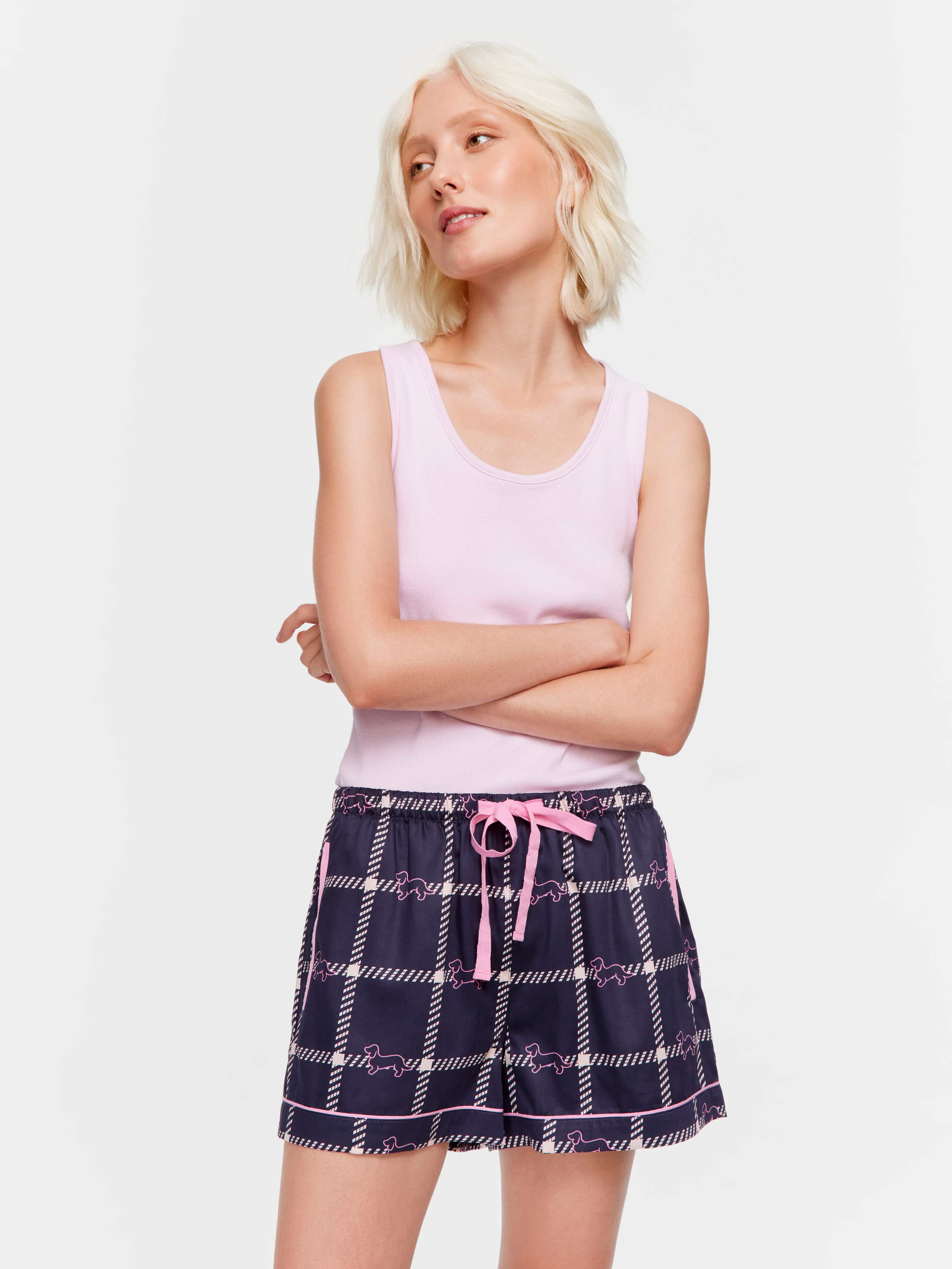 Penny Windowpane Tuxedo Mini Short