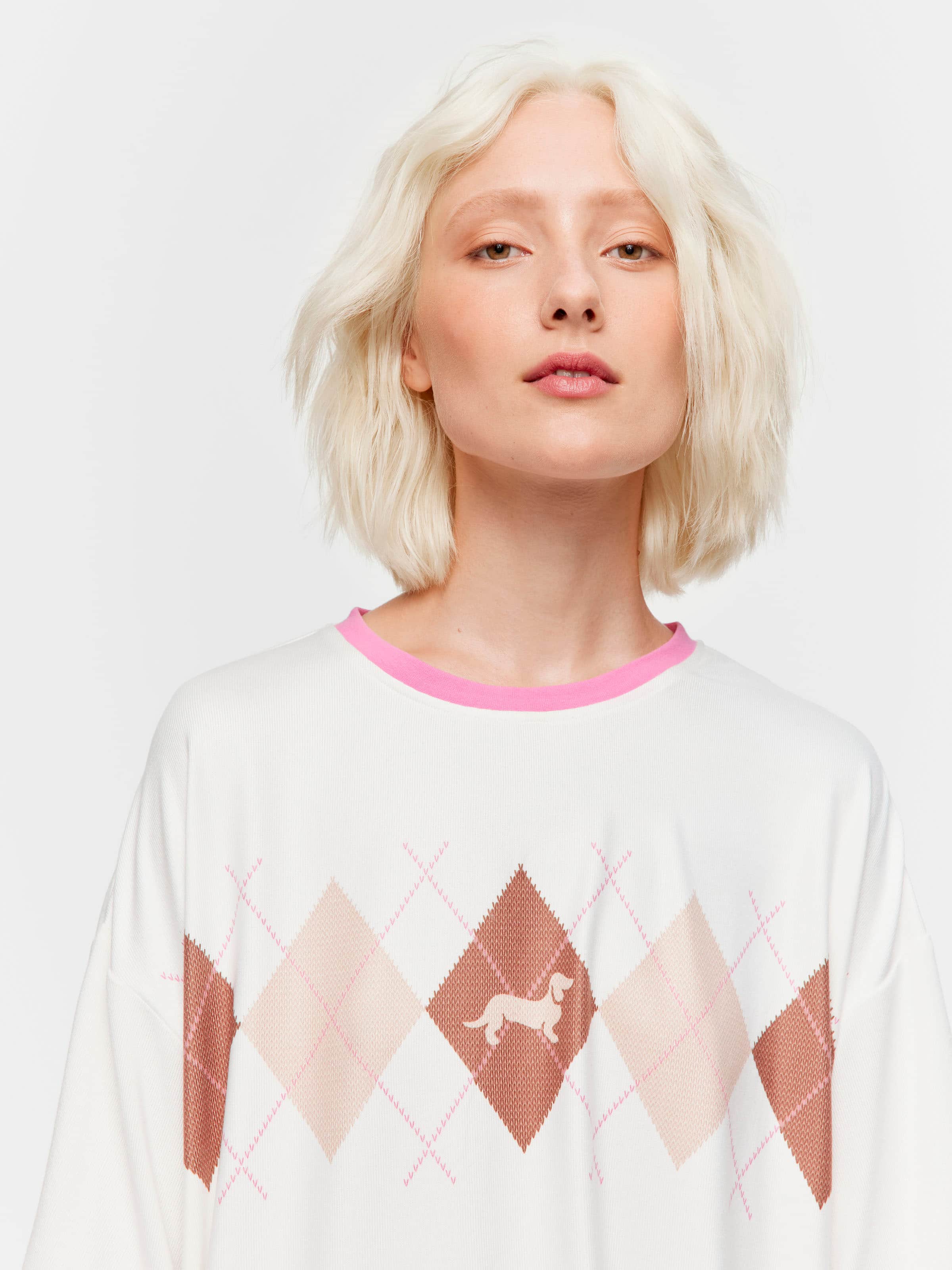 Argyle Plush Oversized Tee
