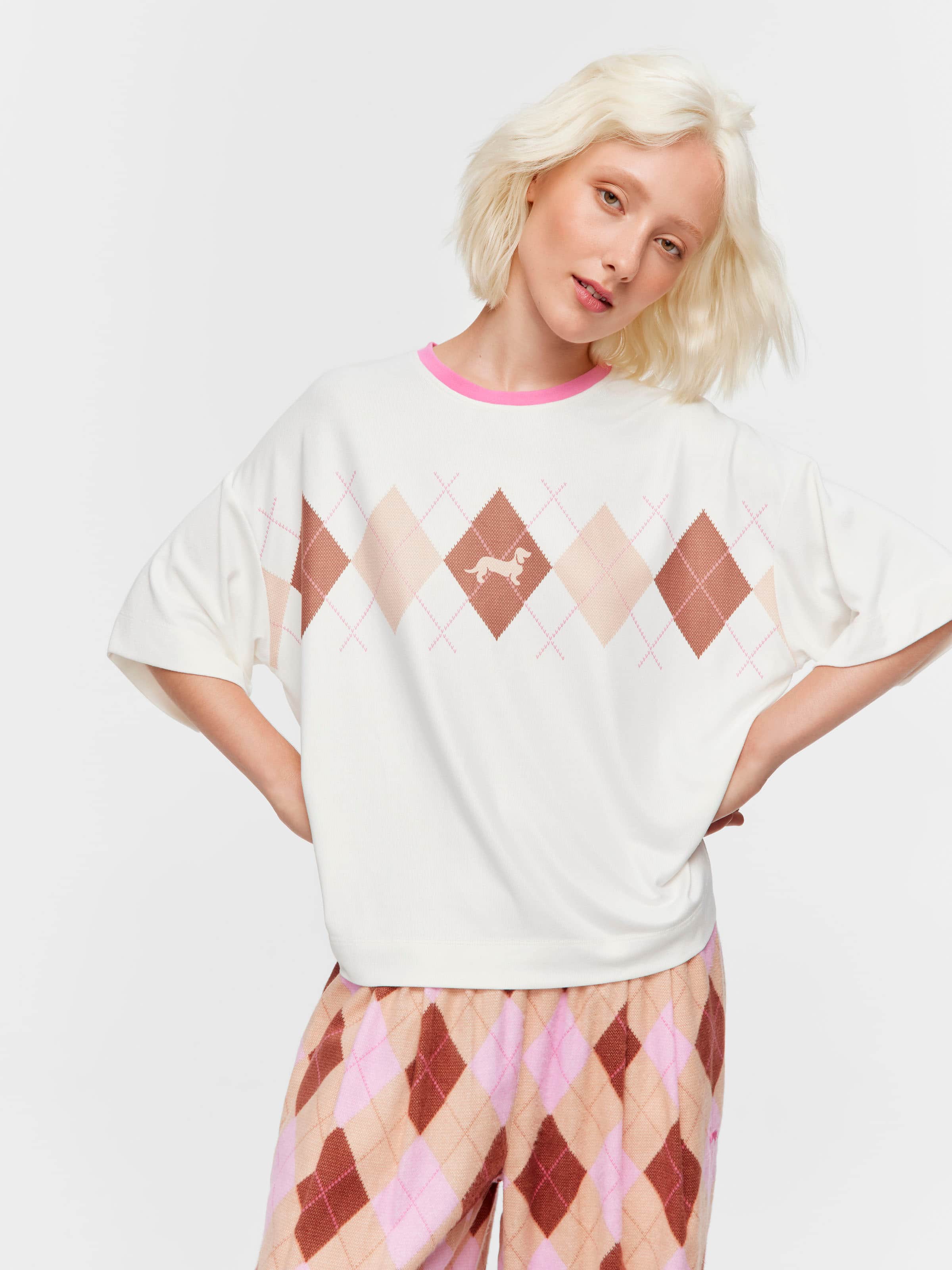 Argyle Plush Oversized Tee