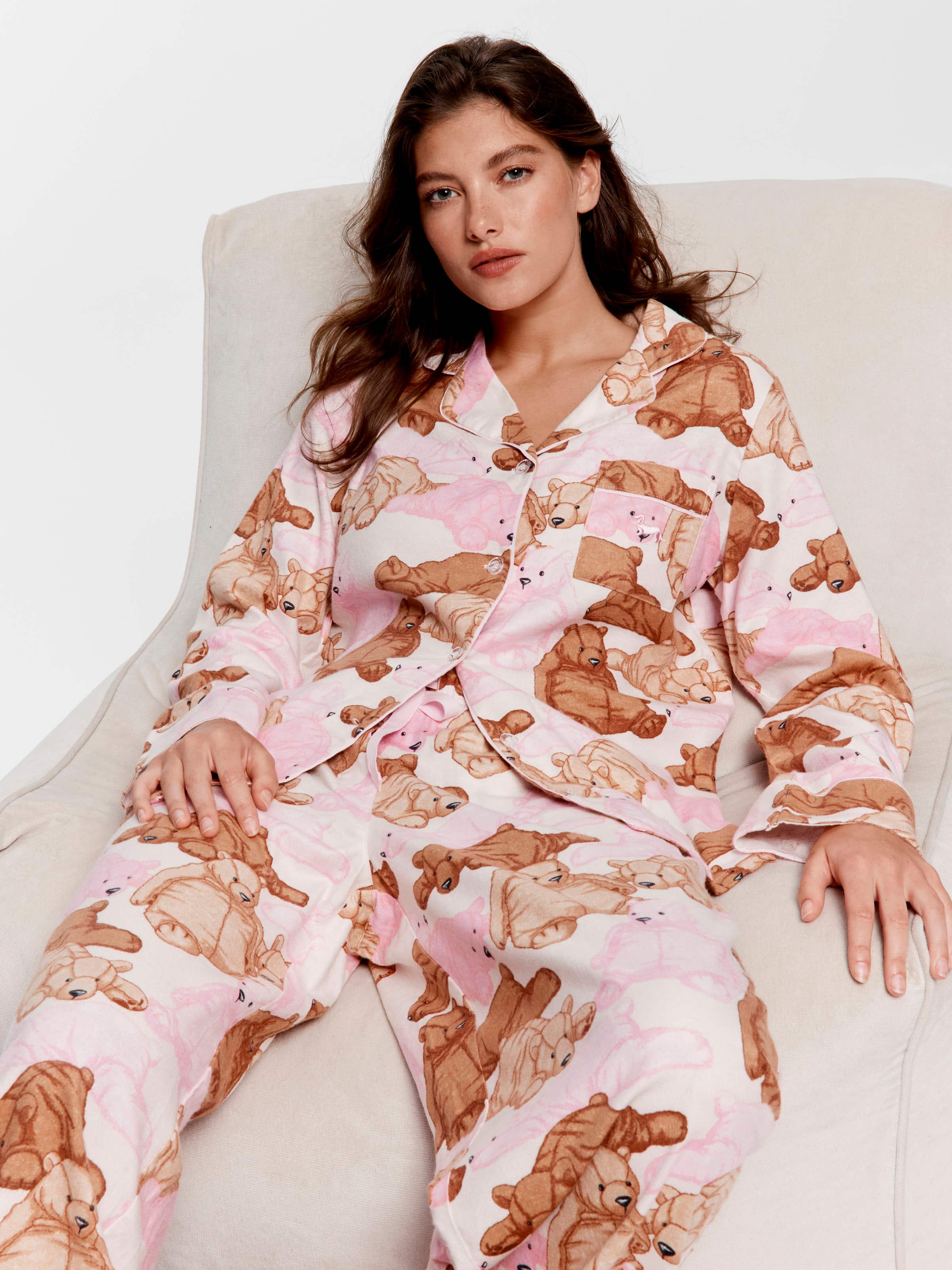 Pastel Bears Bamboo Flannelette Classic Pj Set