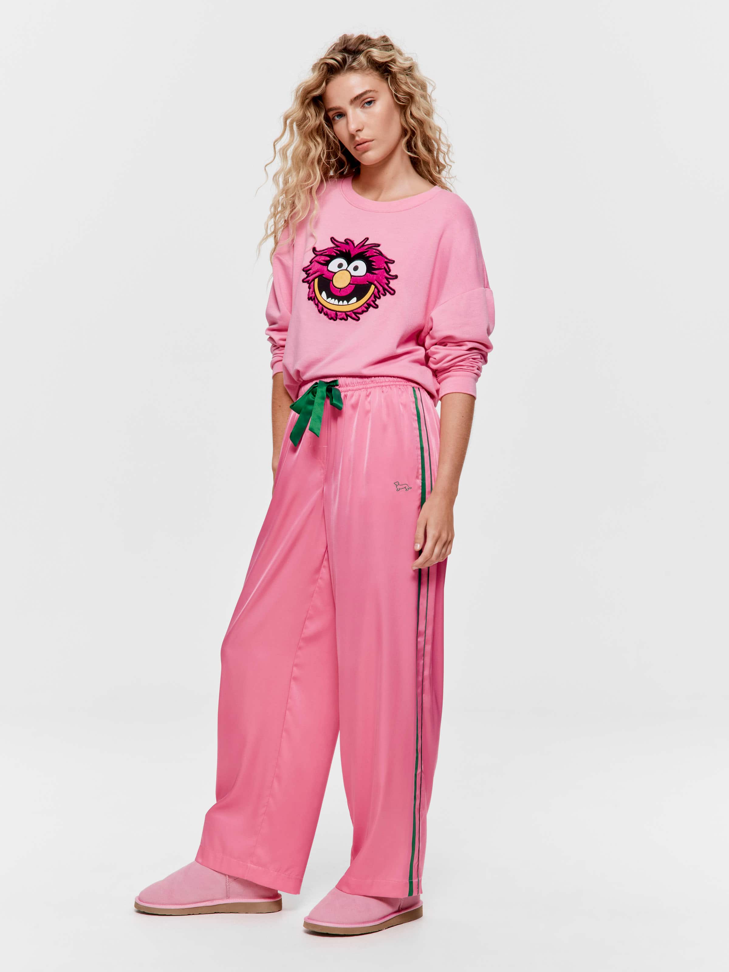Pink Satin Wide Leg Pj Pant