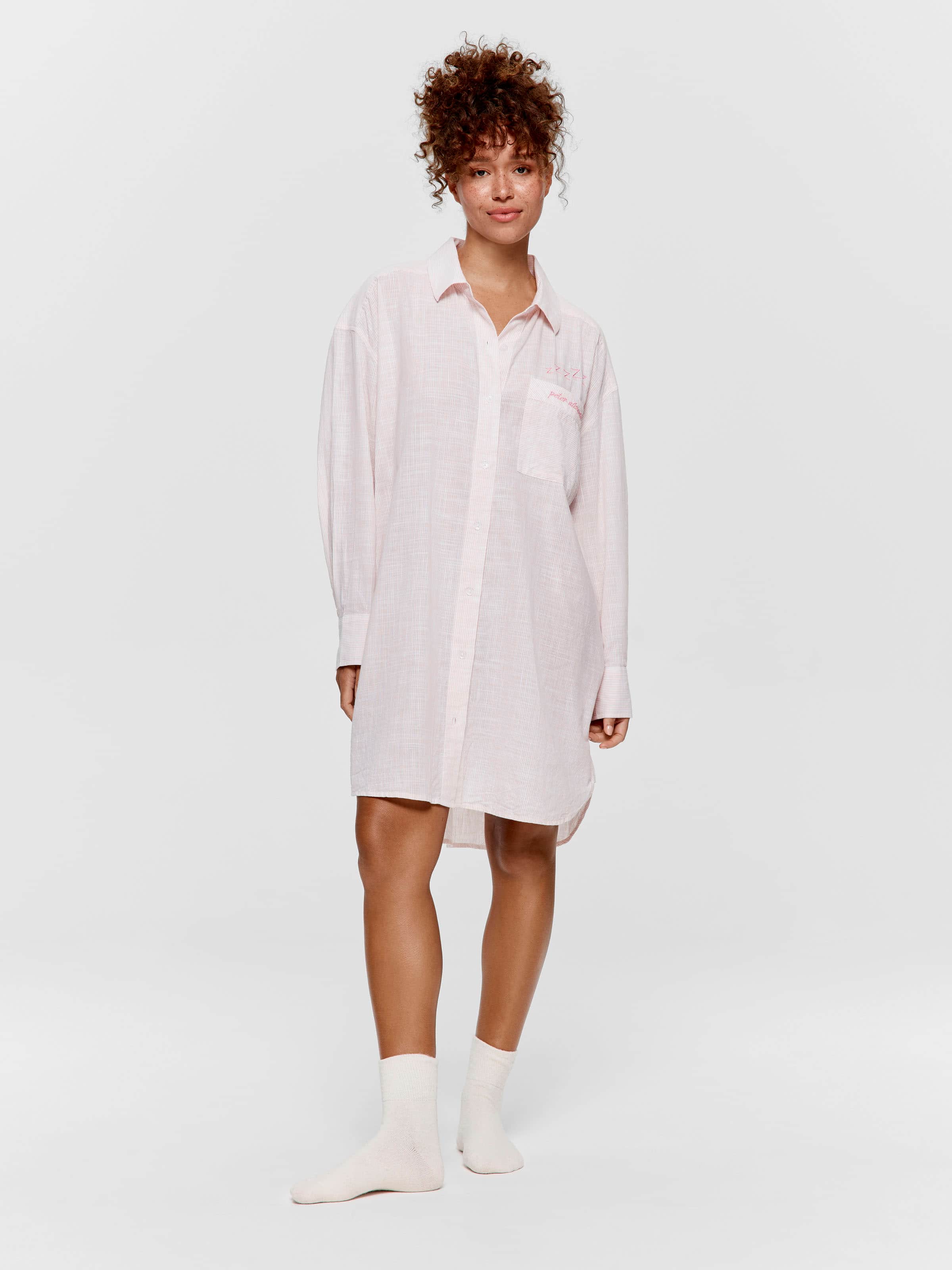 Stripe 100% Cotton Long Sleeve Nightshirt
