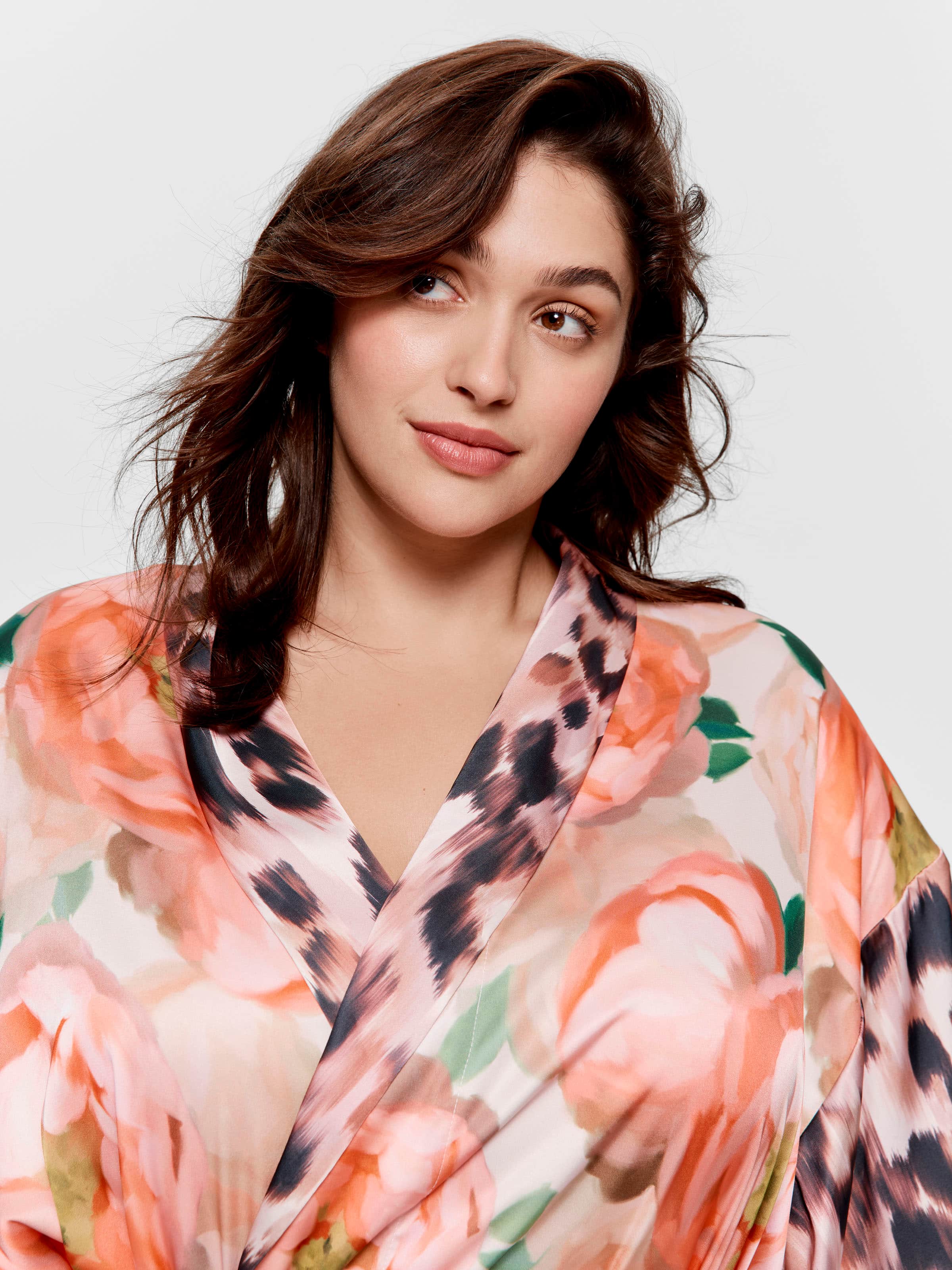 P.A. Plus Floral Leopard Long Satin Gown