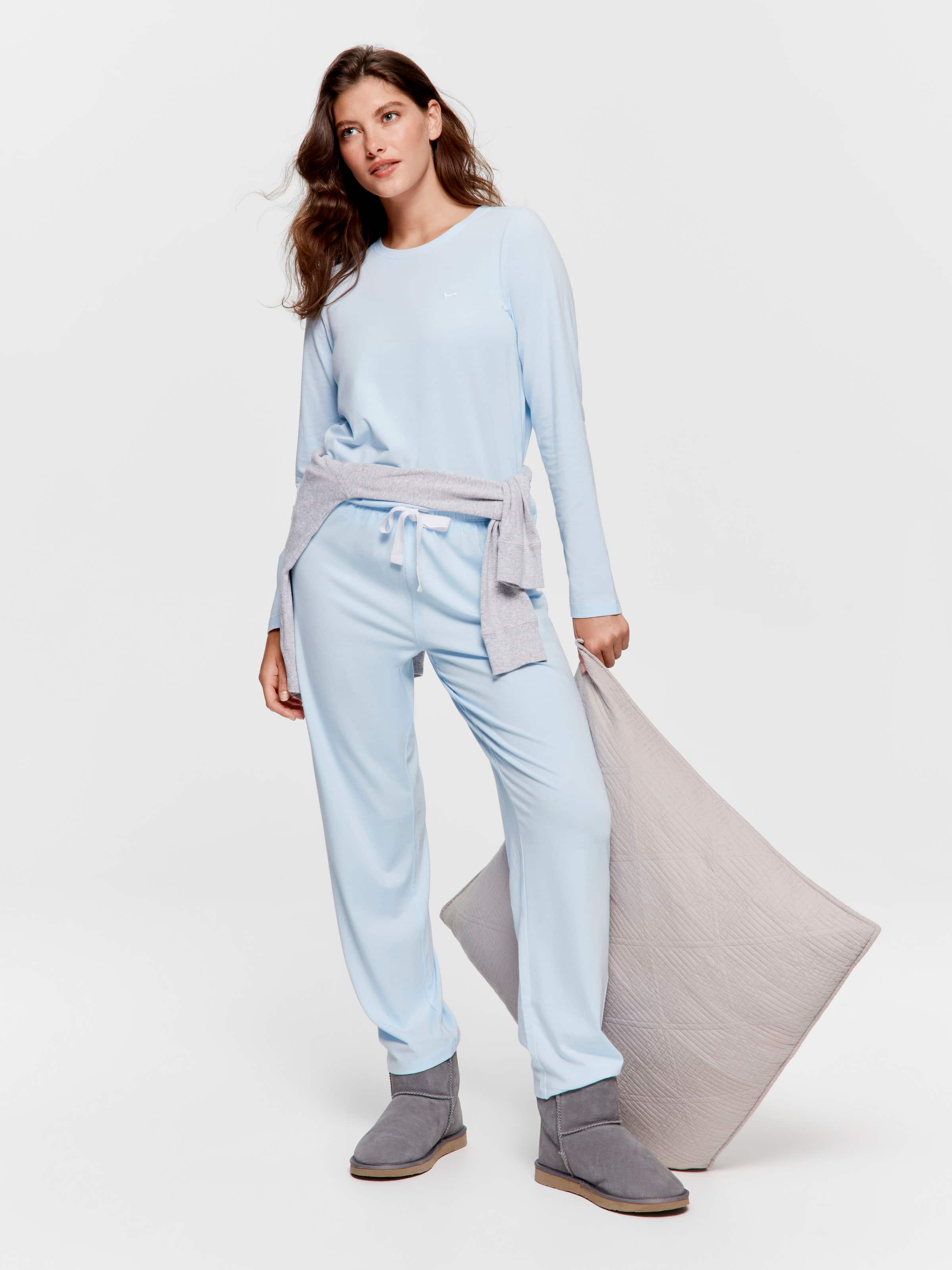 Pale Blue Straight Leg Pj Pant