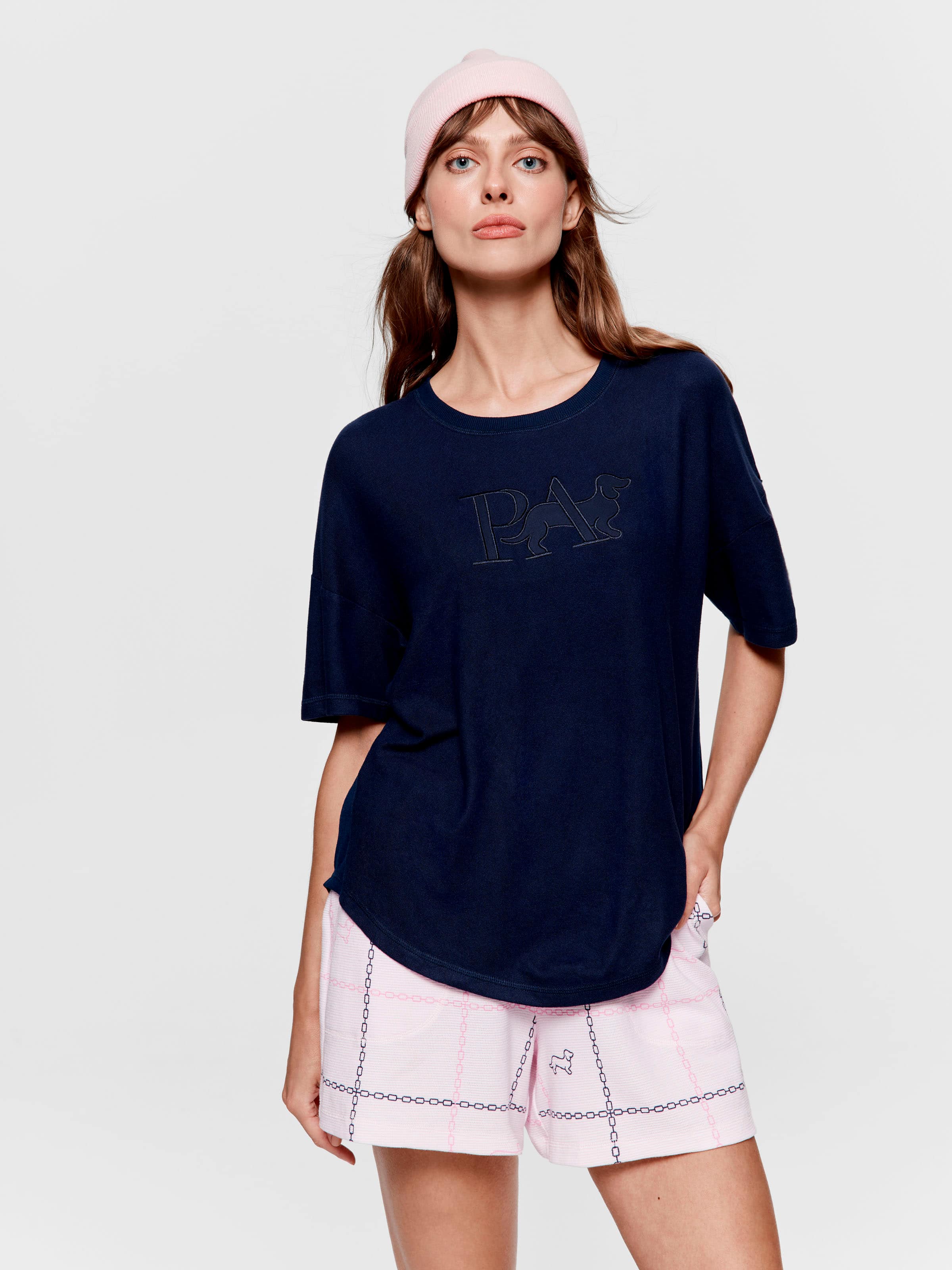Navy Plush Logo Tee