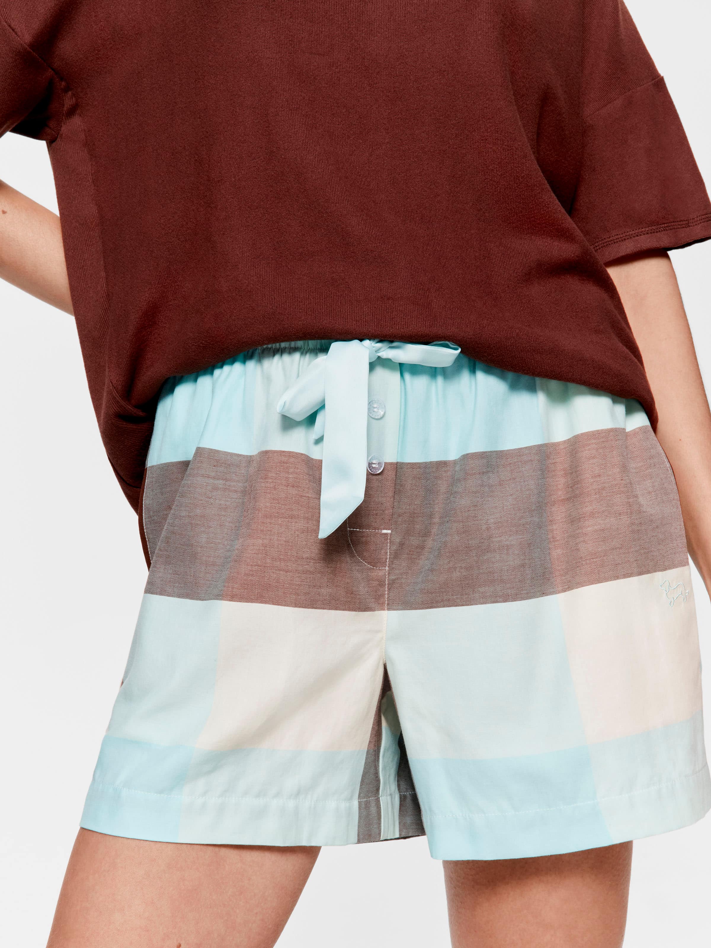 Mint Choc Check 100% Cotton Mid Short