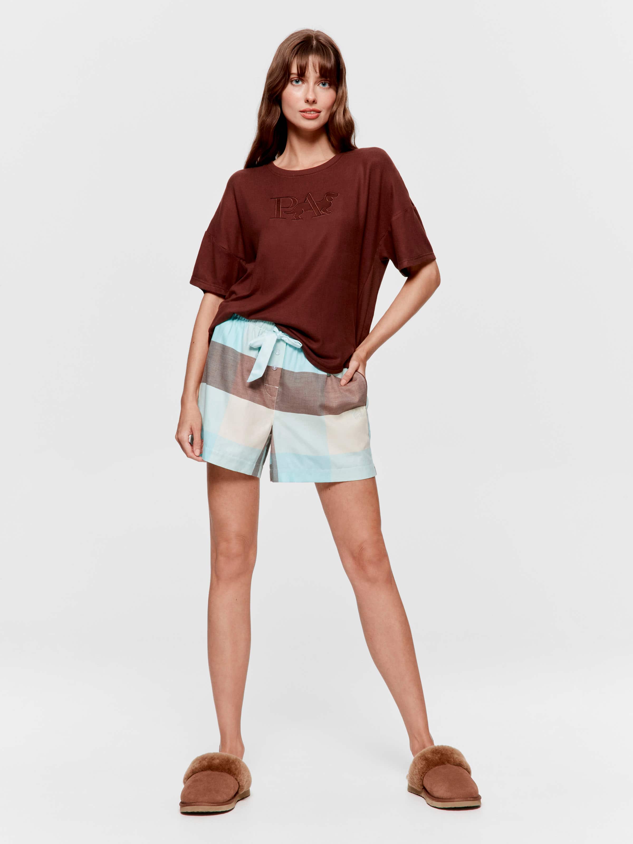 Mint Choc Check 100% Cotton Mid Short