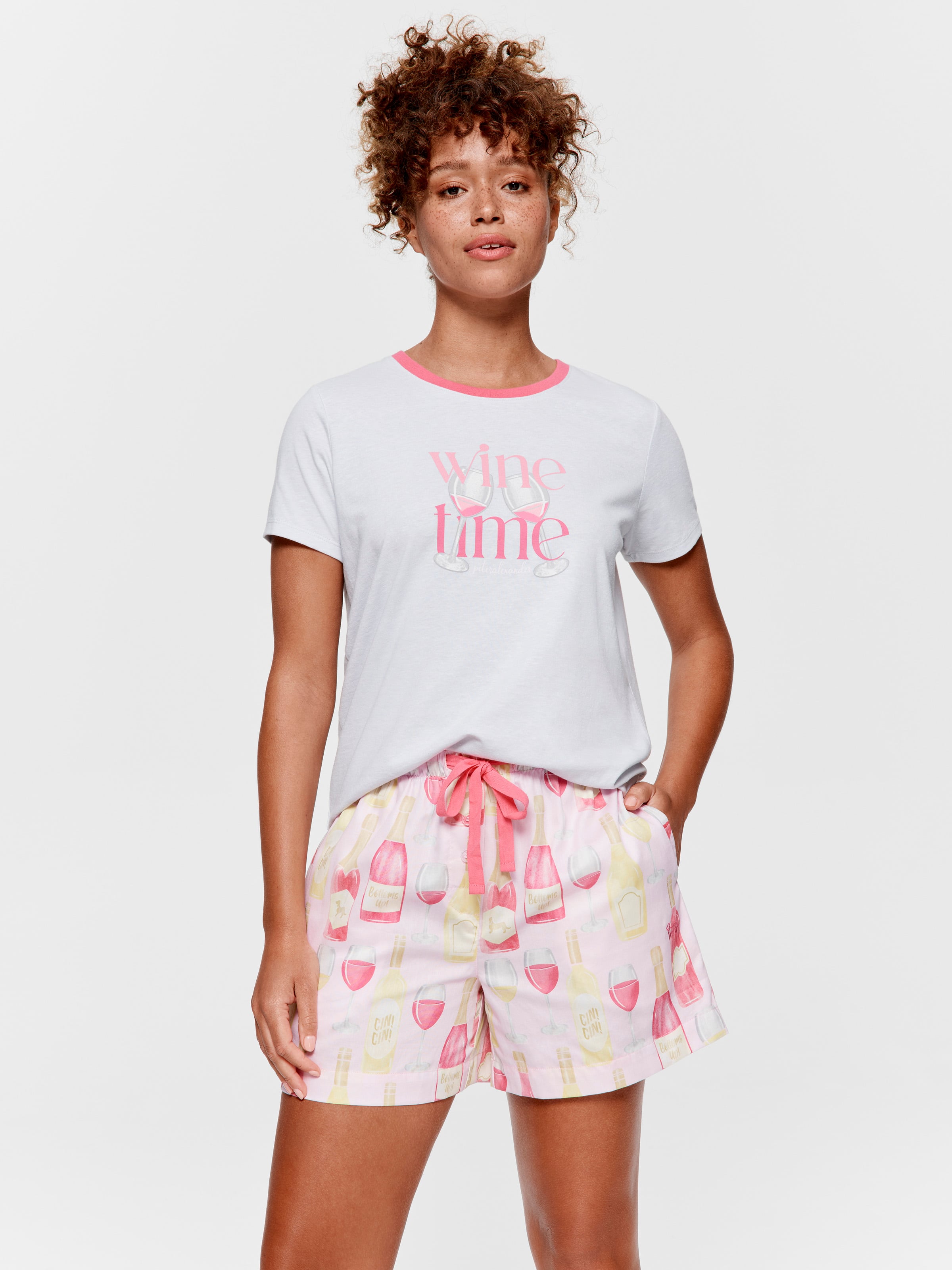 Wine Time 100% Cotton Mid Short