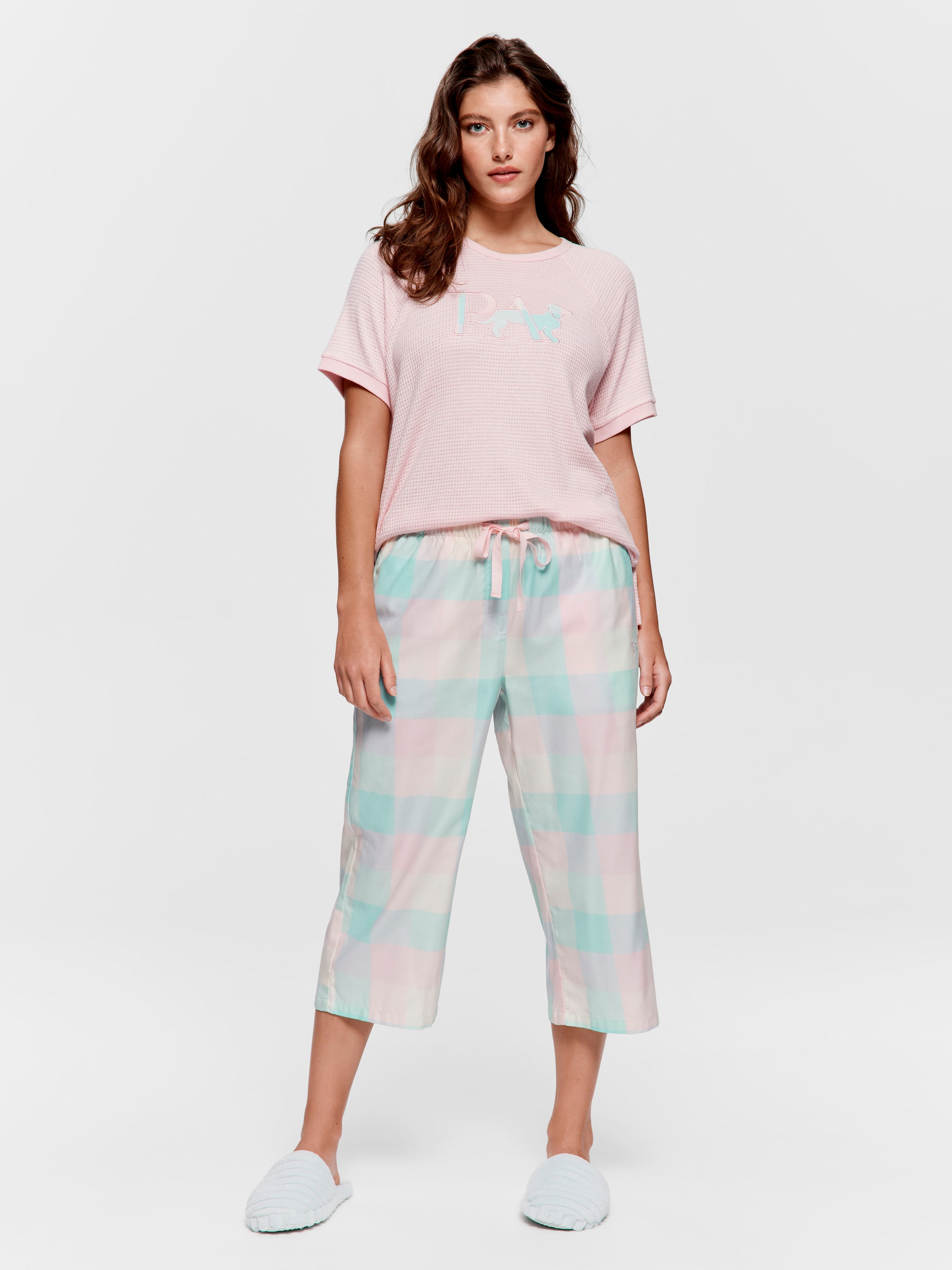 Pink Buffalo Check 100% Cotton 3/4 Pj Pant