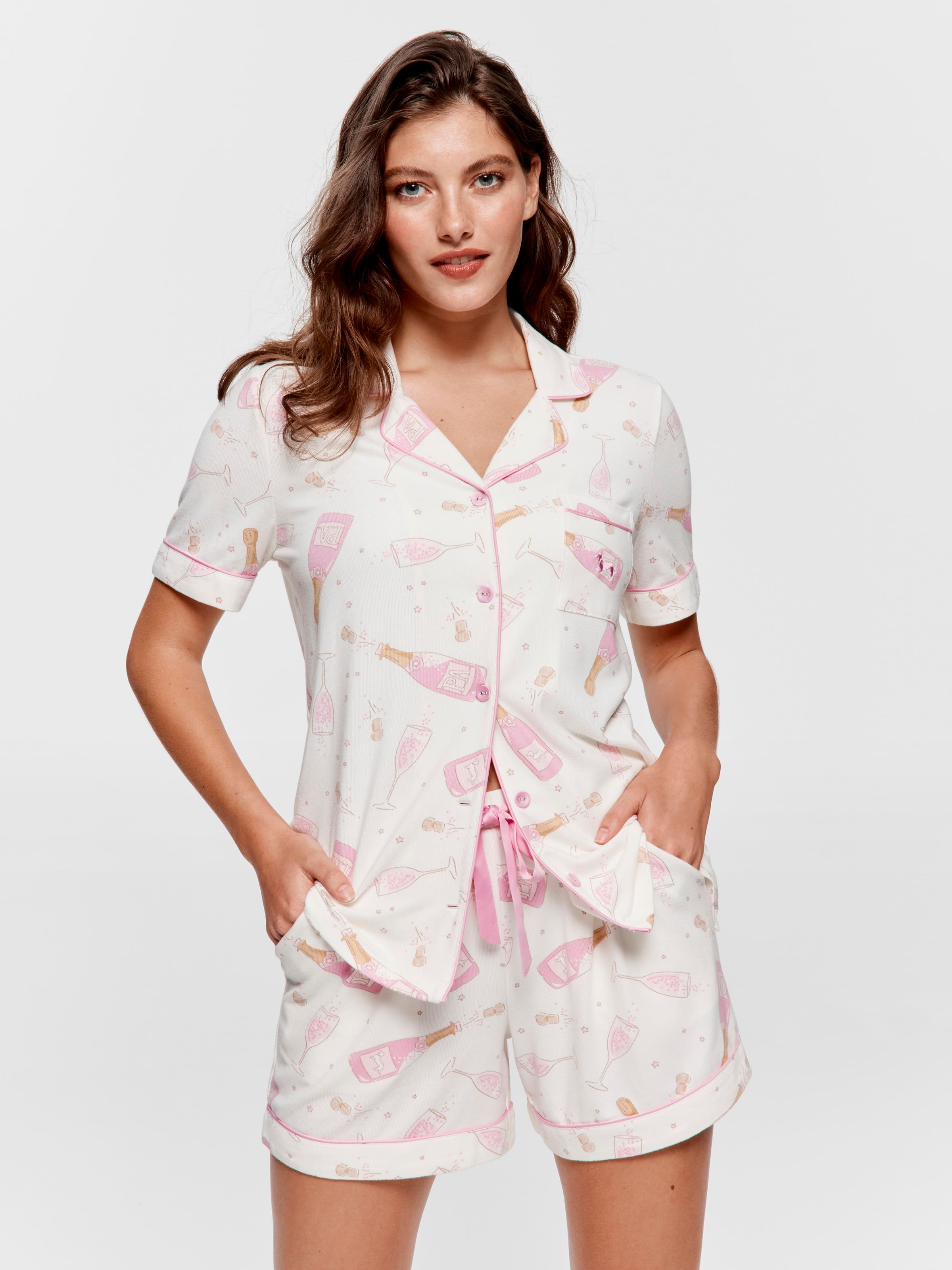 Champagne Plush Shortie Pj Set