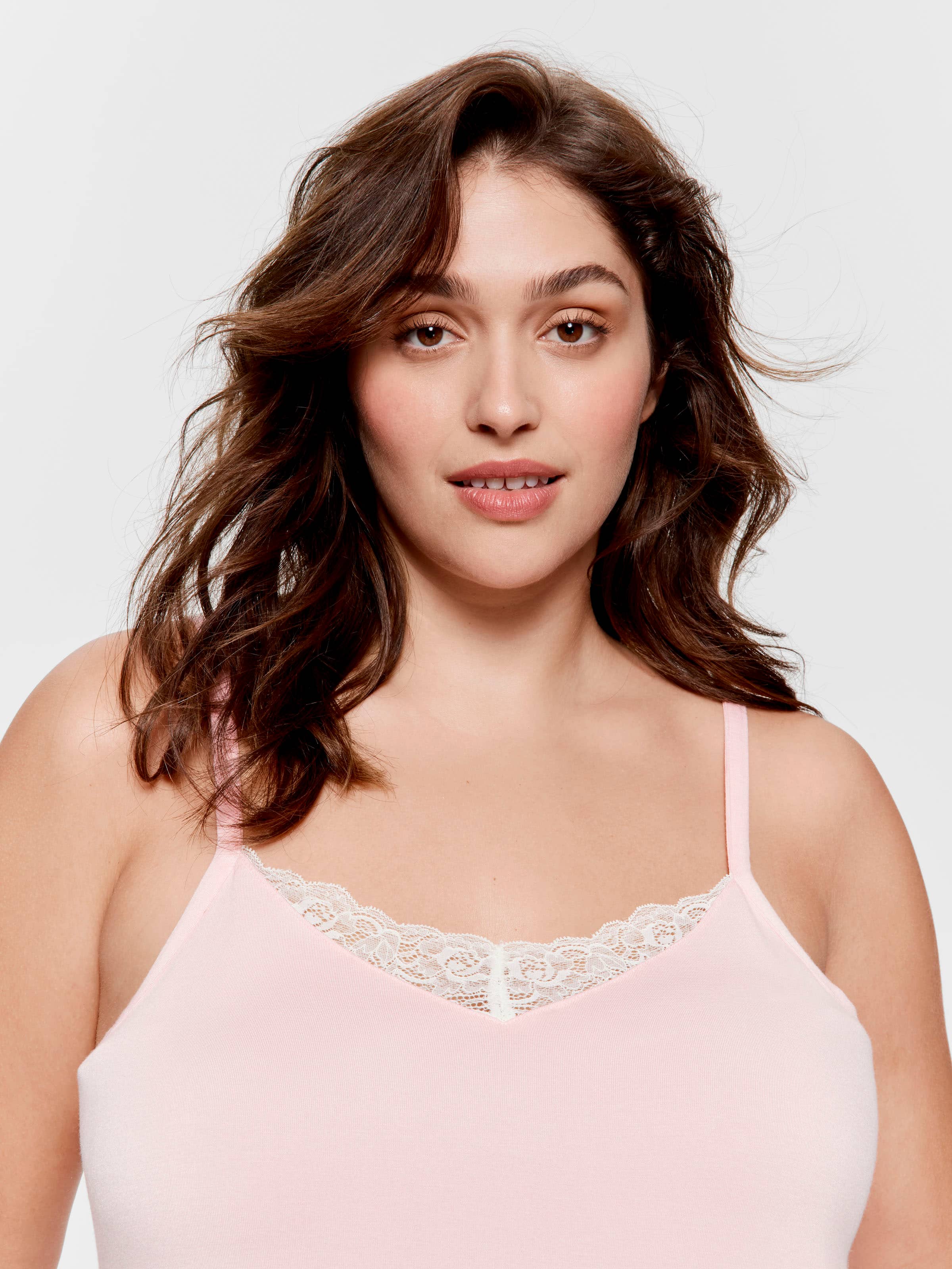 P.A. Plus Pink Bamboo Jersey Lace Cami