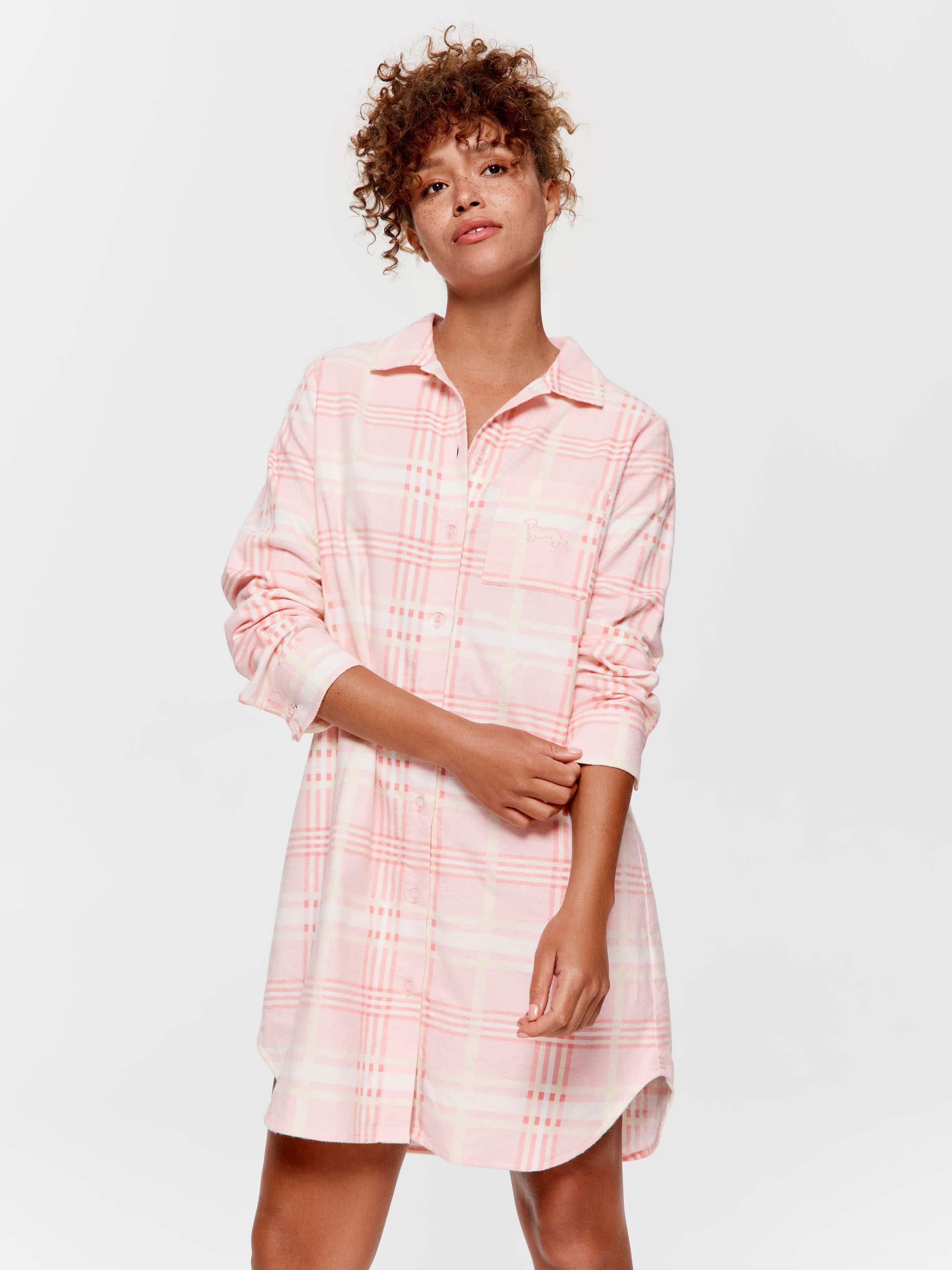 Pink Check Flannelette Nightshirt
