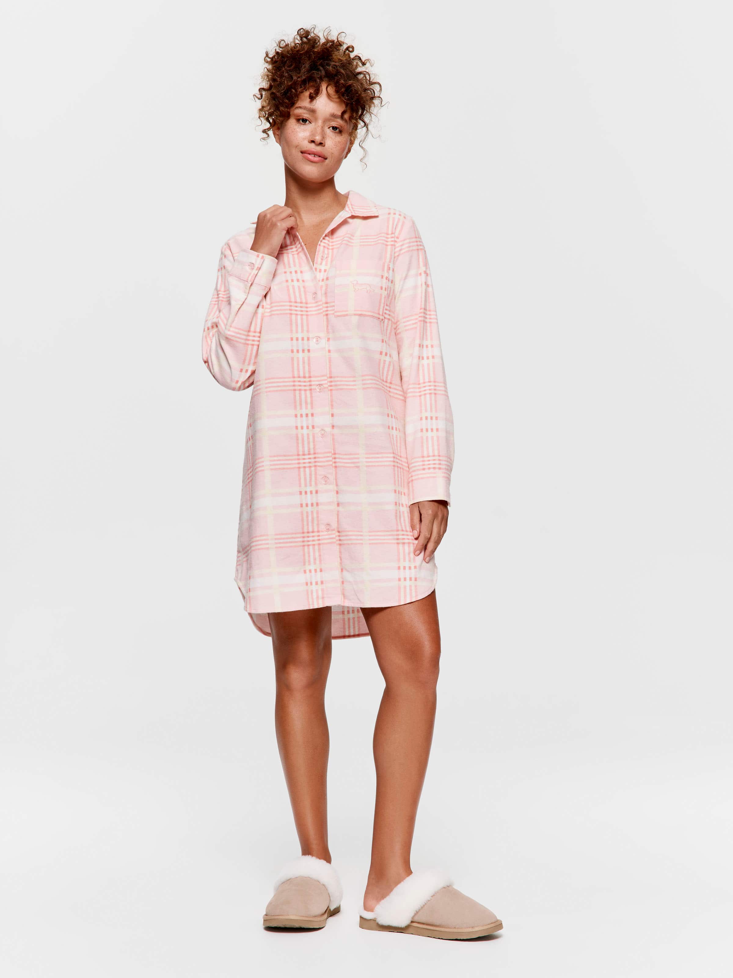 Pink Check Flannelette Nightshirt