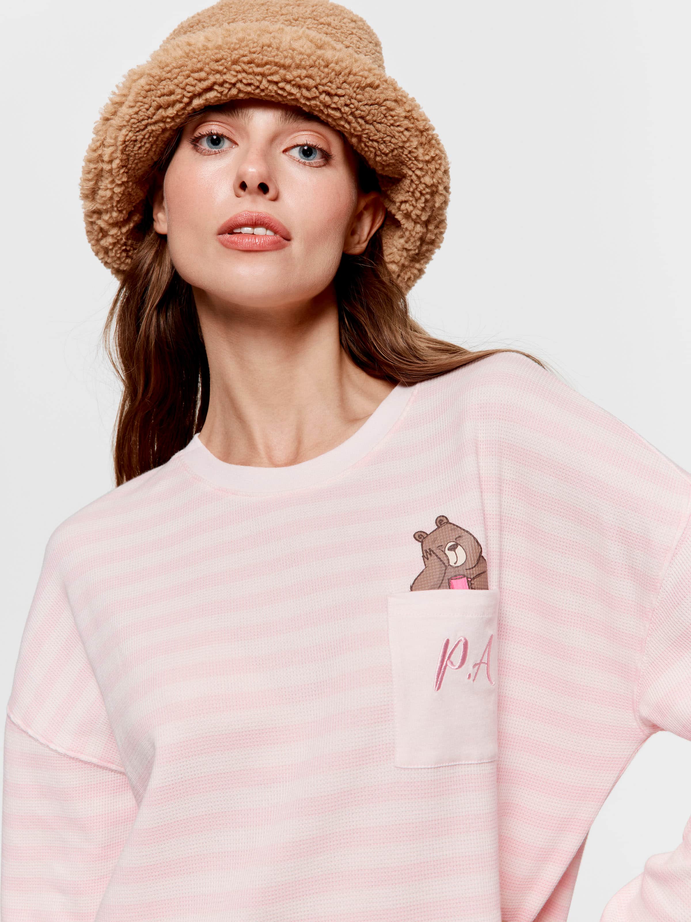 Waffle Stripe Sleepy Bear Nightie