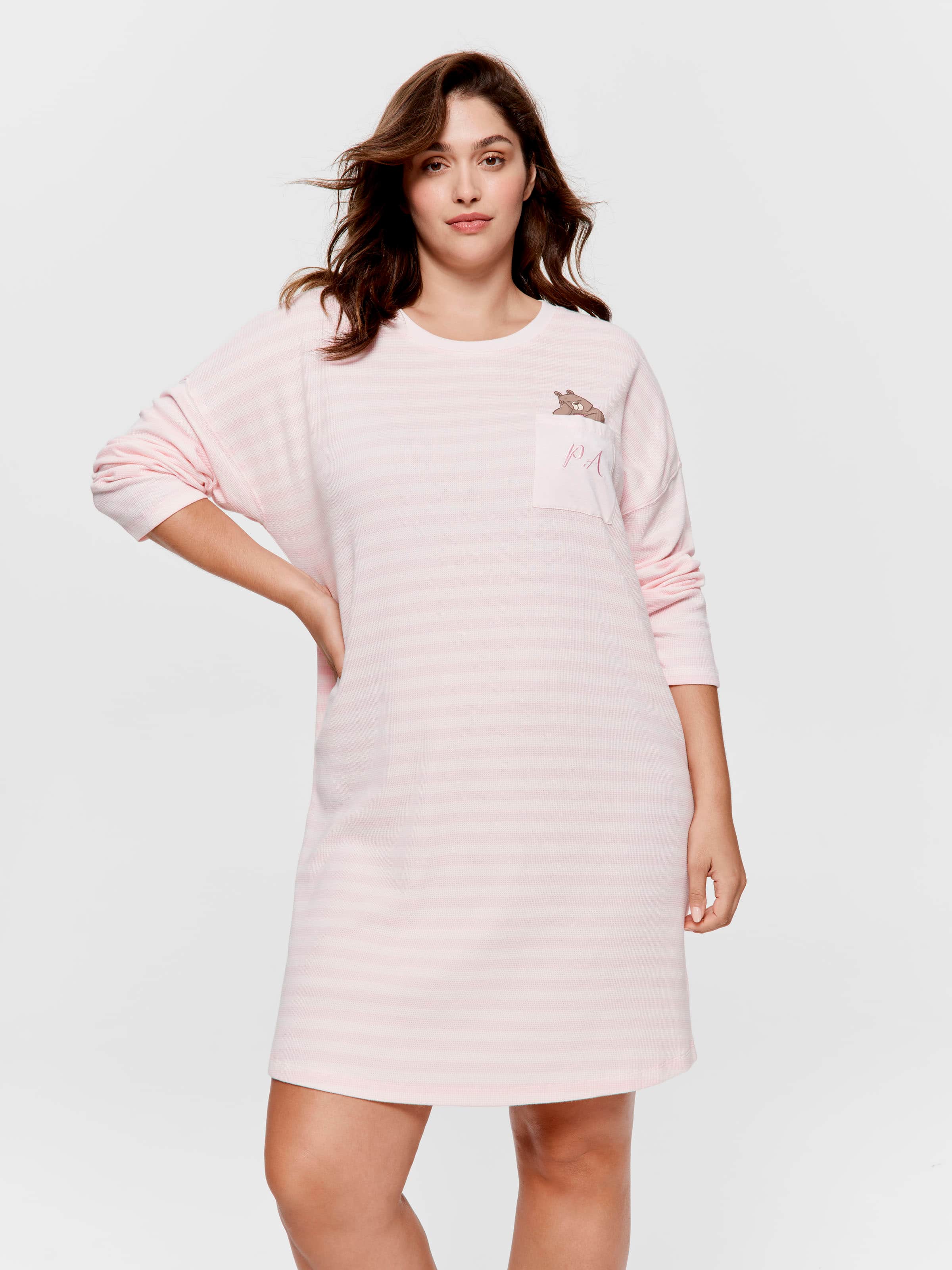 P.A. Plus Waffle Stripe Sleepy Bear Nightie