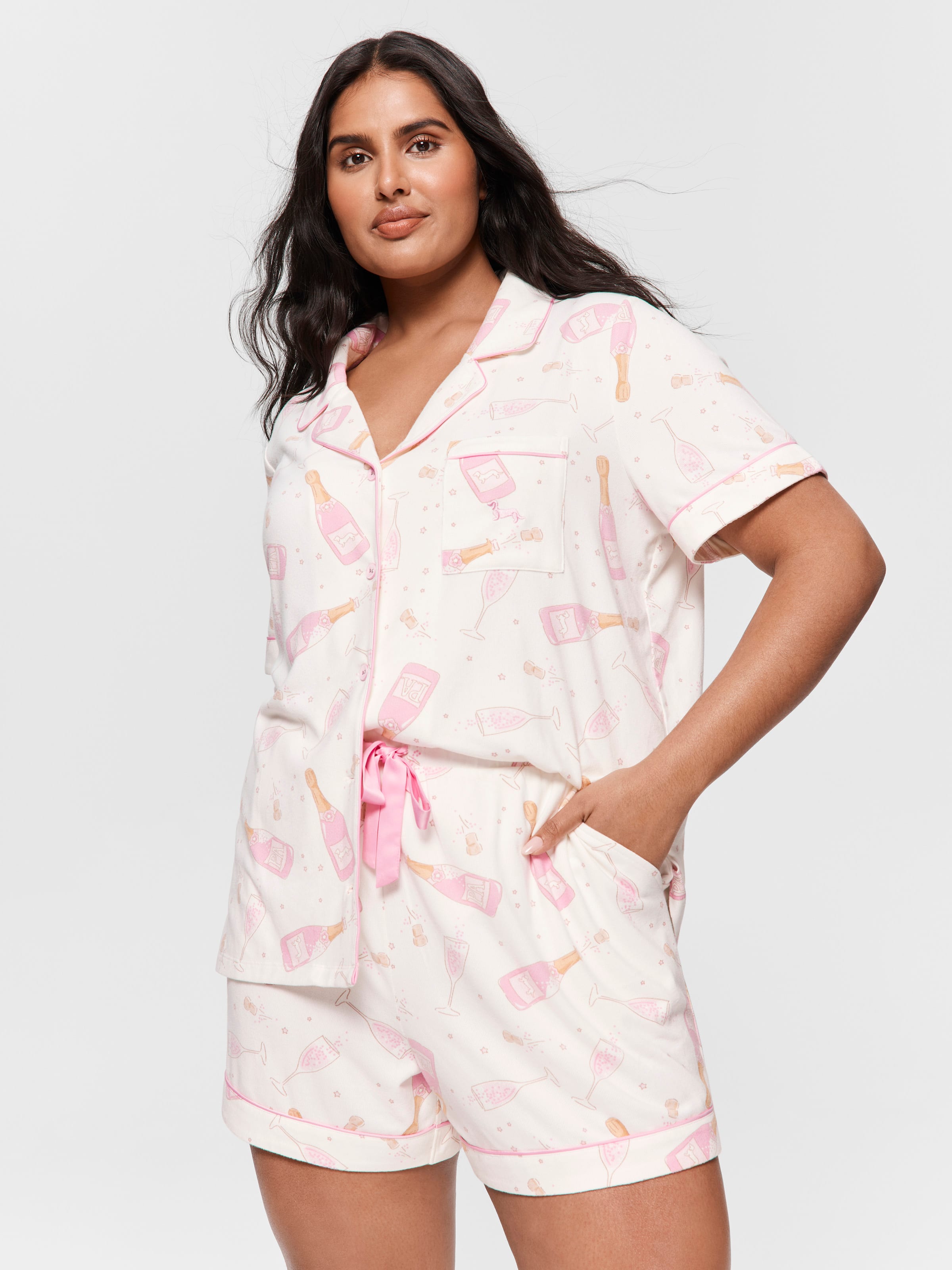 P.A. Plus Champagne Plush Shortie Pj Set