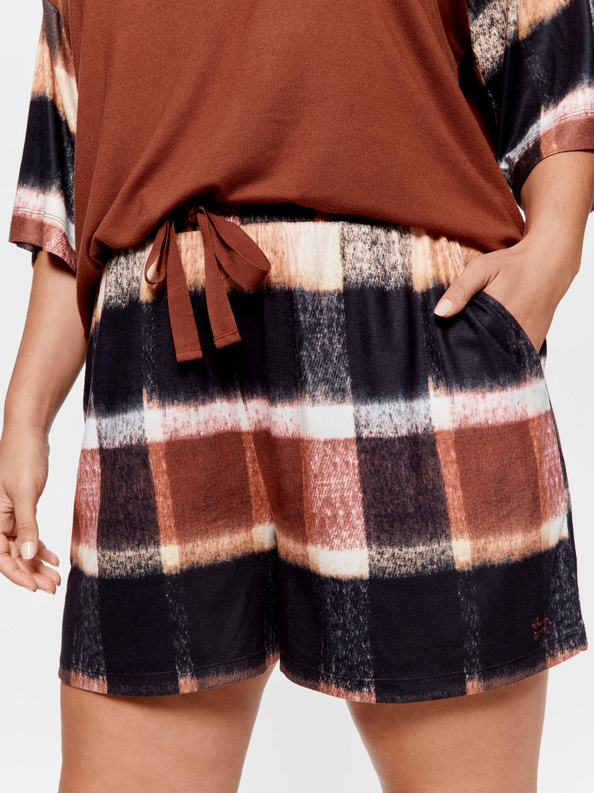 P.A. Plus Brown Check Plush Long Short