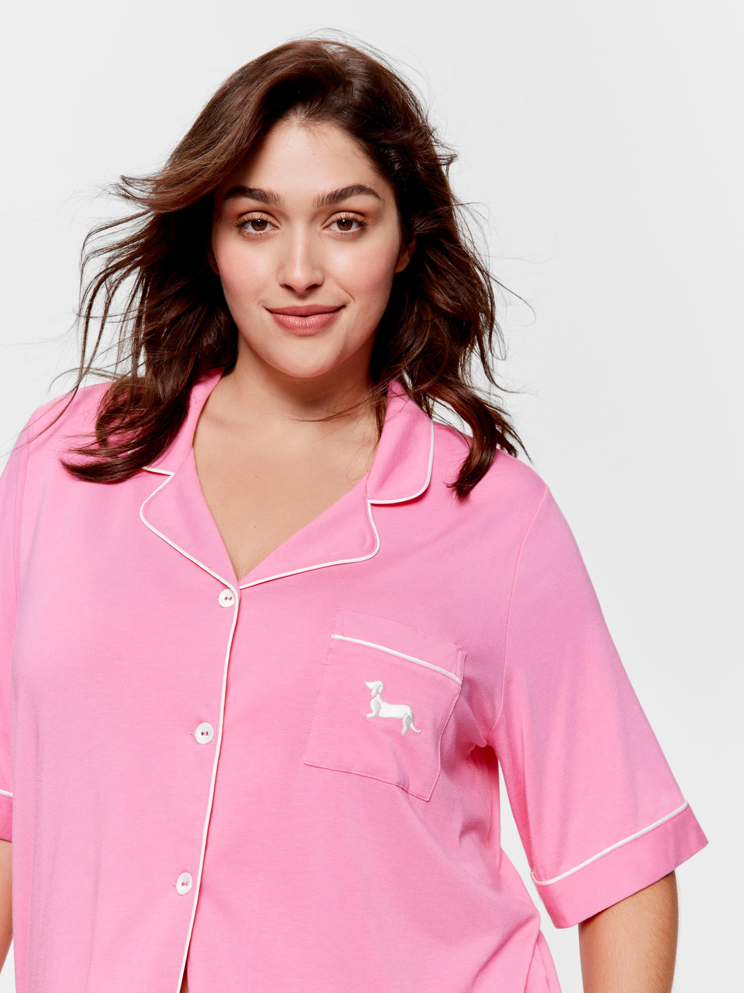 P.A. Plus Hot Pink Bamboo Jersey Shortie Pj Set