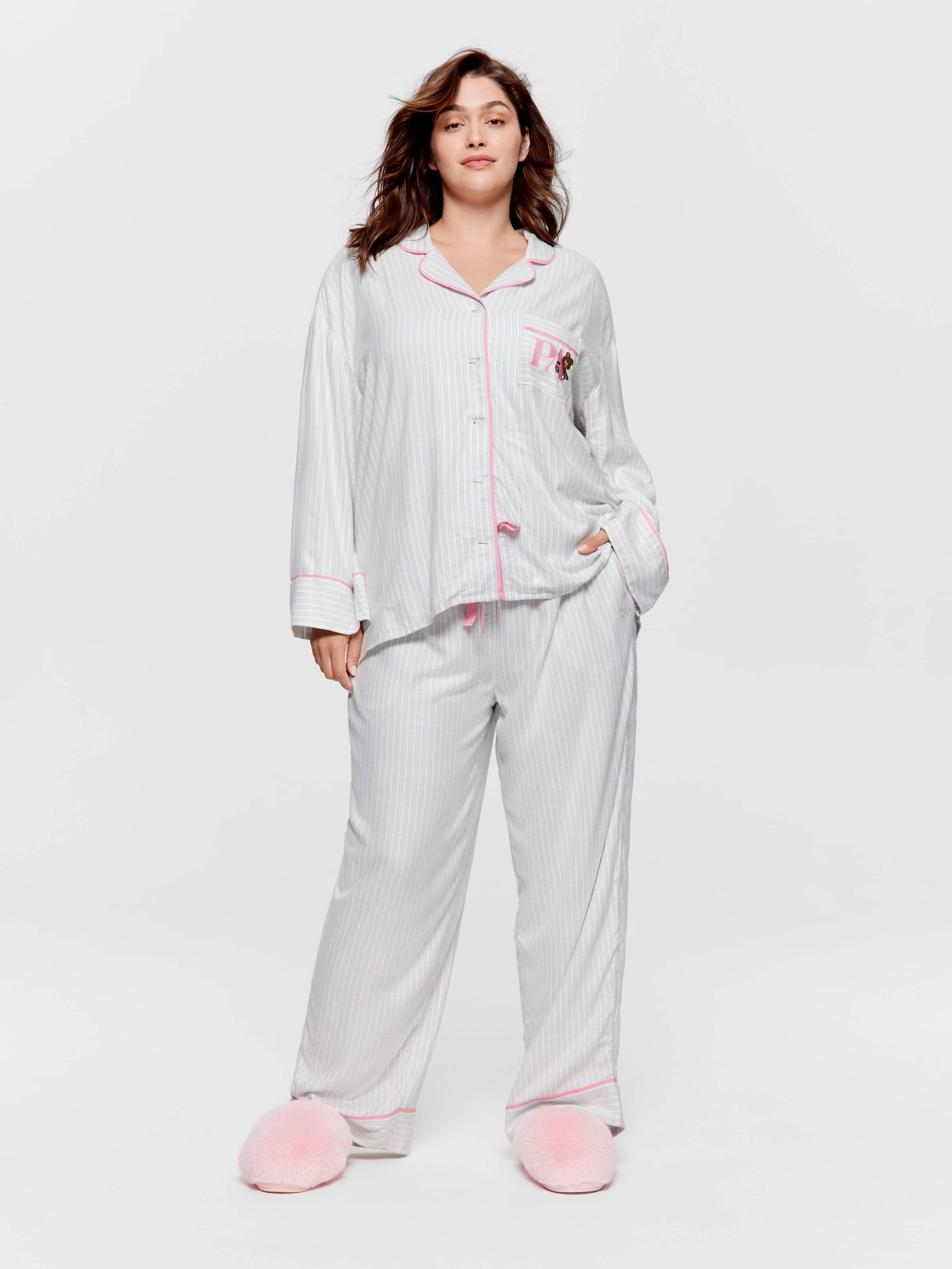 P.A. Plus Mint Candy Stripe Viscose Flannelette Classic Pj Pant