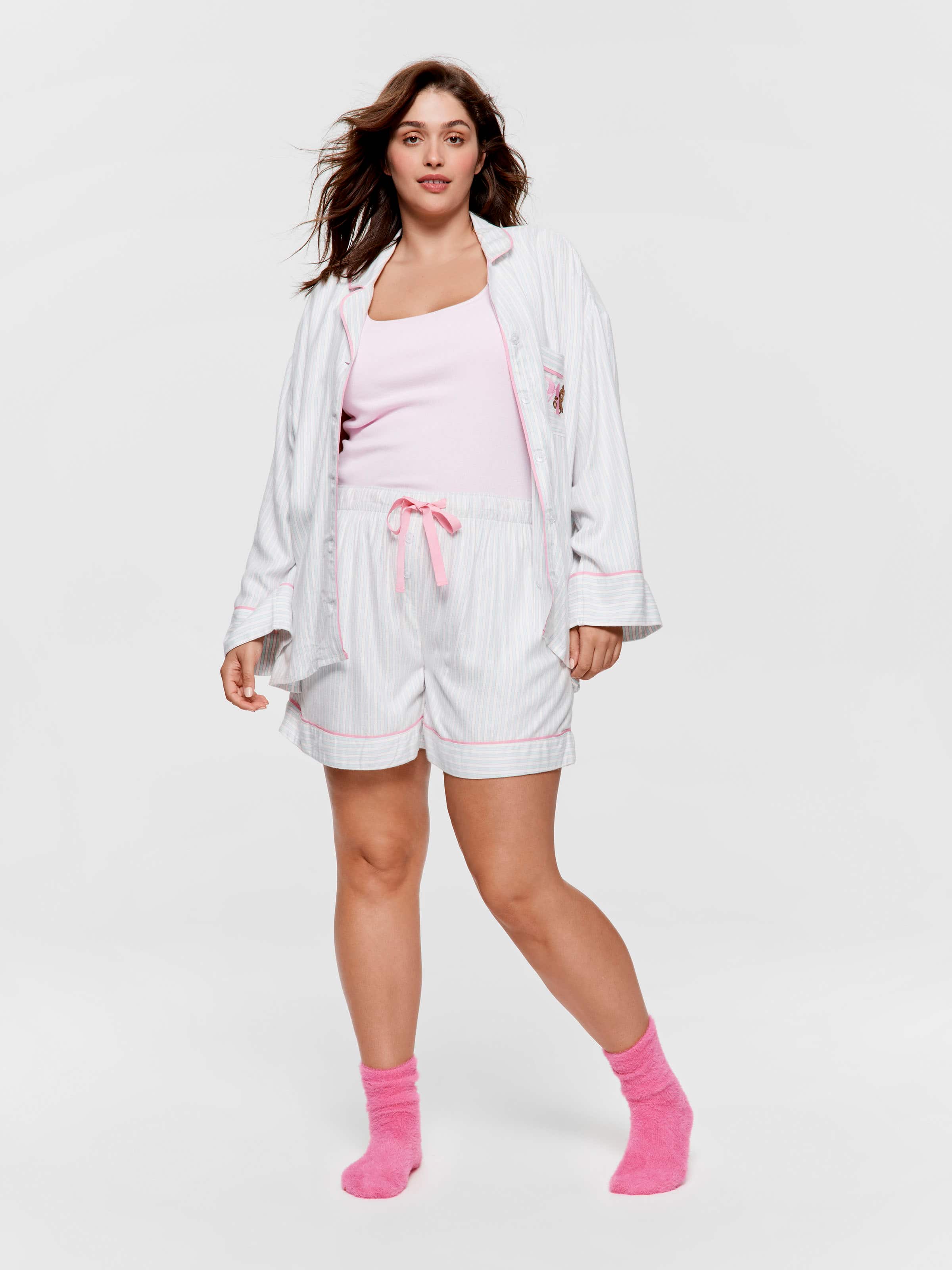 P.A. Plus Mint Candy Stripe Viscose Flannelette Mini Tux Short