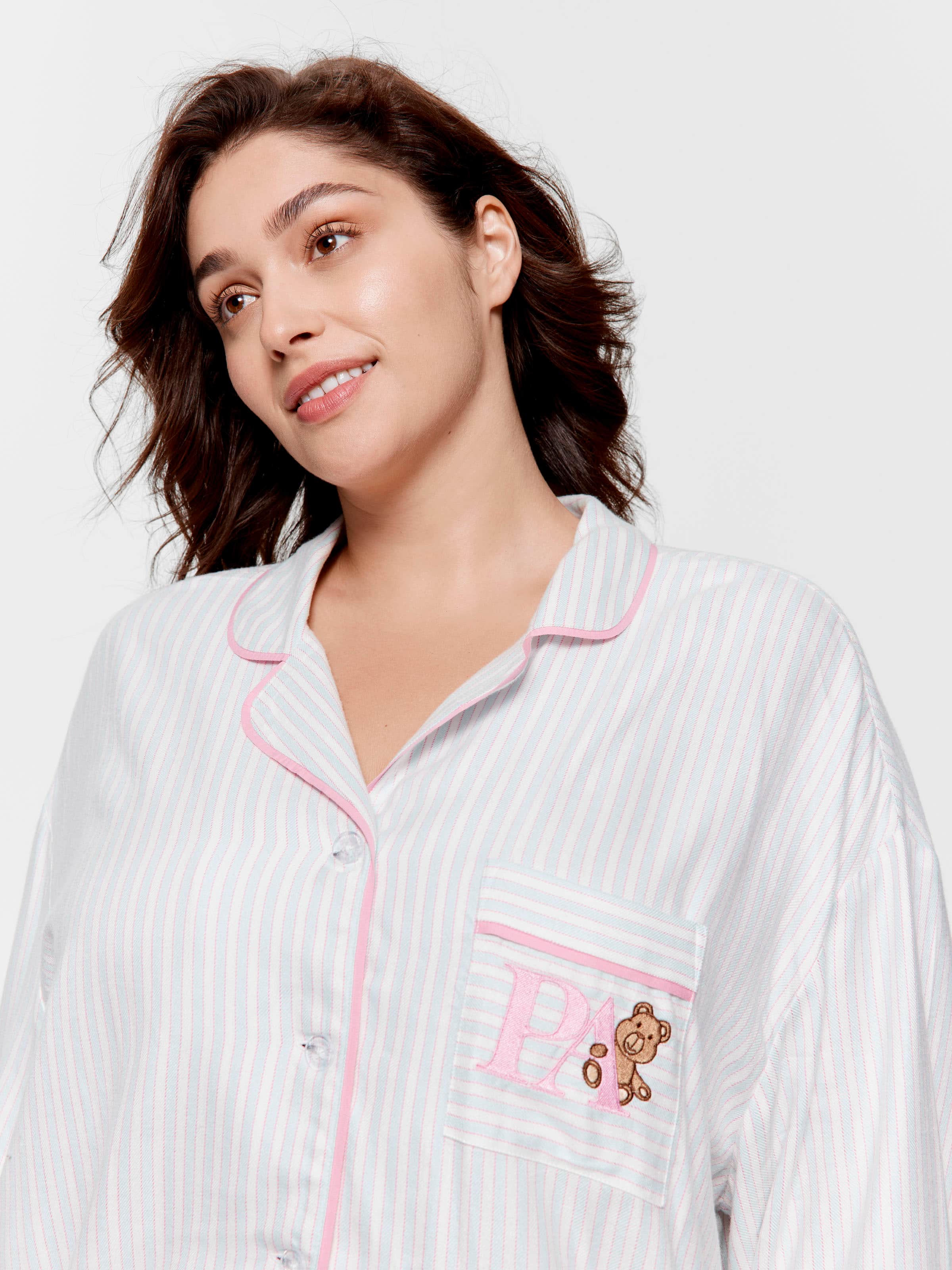 P.A. Plus Mint Candy Stripe Viscose Flannelette Long Sleeve Shirt