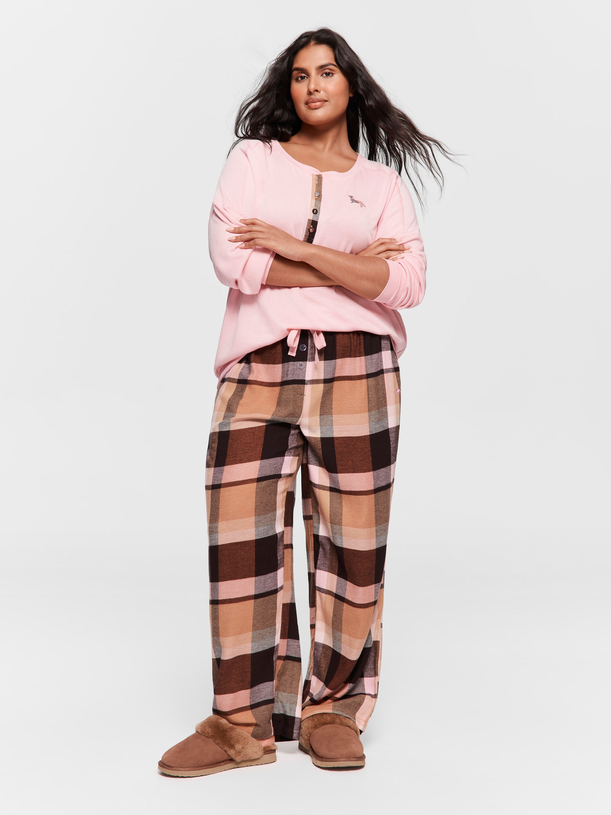 P.A. Plus Nougat Check Bamboo Flannelette Classic Pj Pant