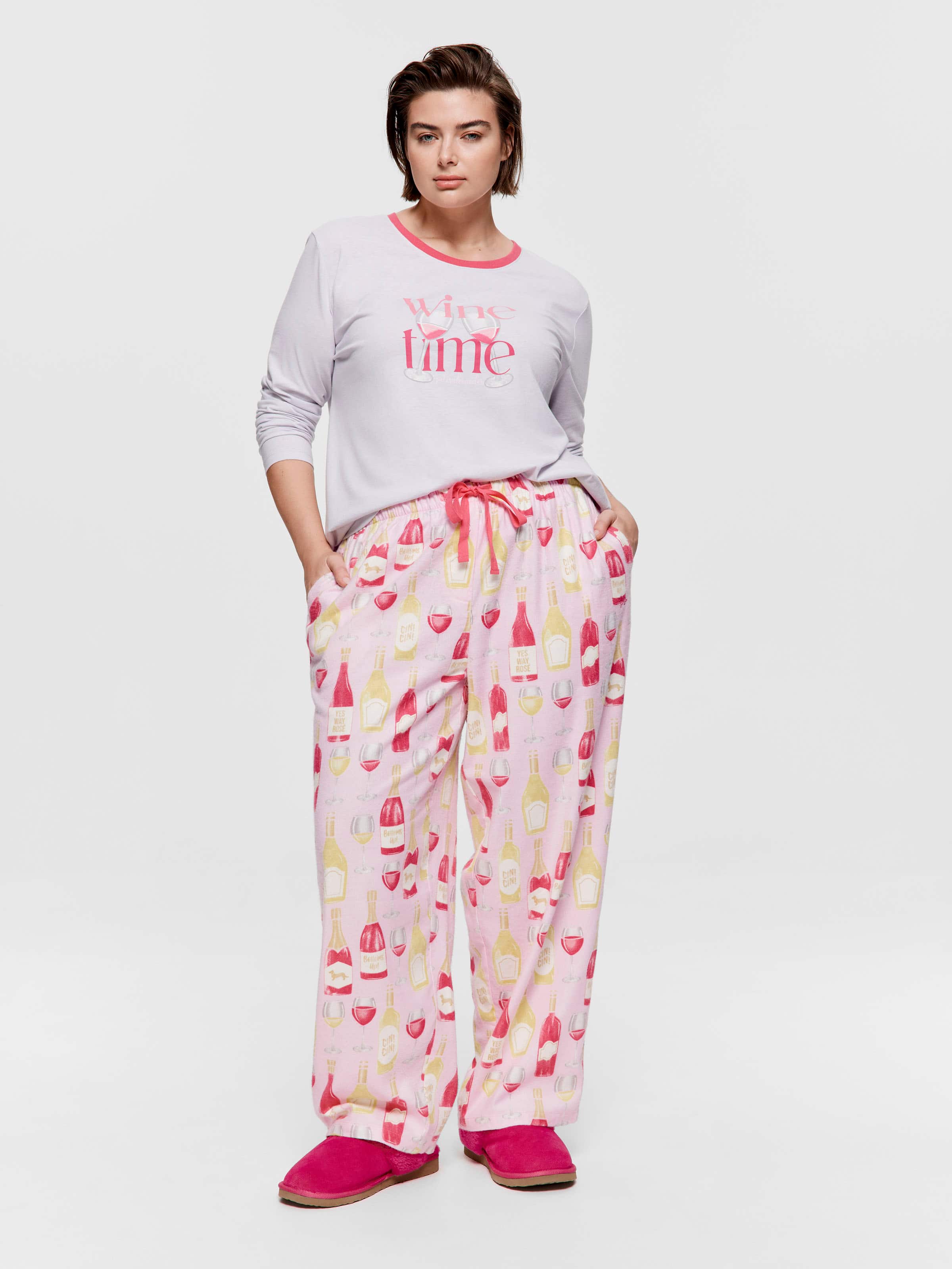 P.A. Plus Wine Bamboo Flannelette Classic Pj Pant