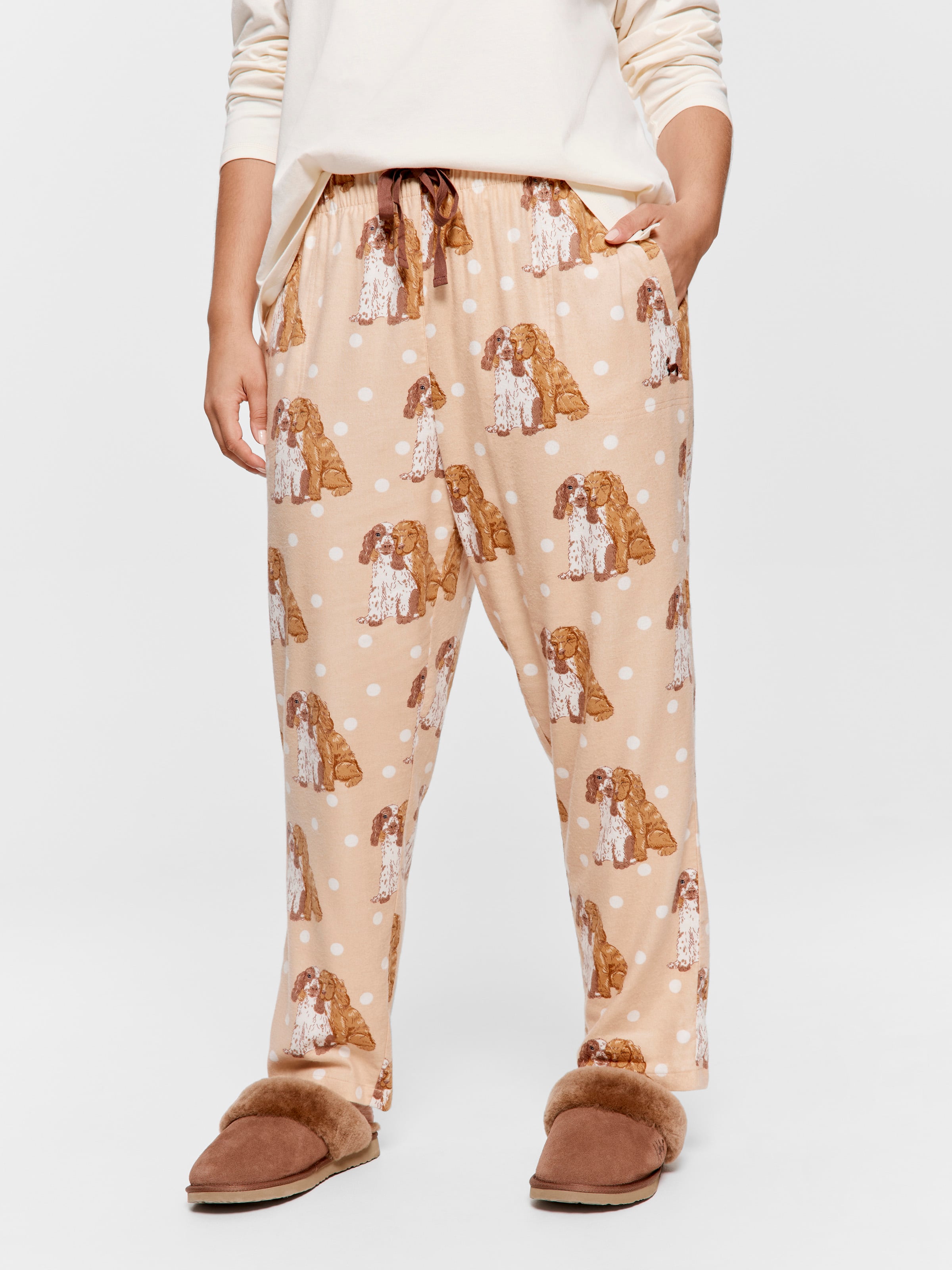 P.A. Plus Puppy Love Bamboo Flannelette Roll Up Pj Pant