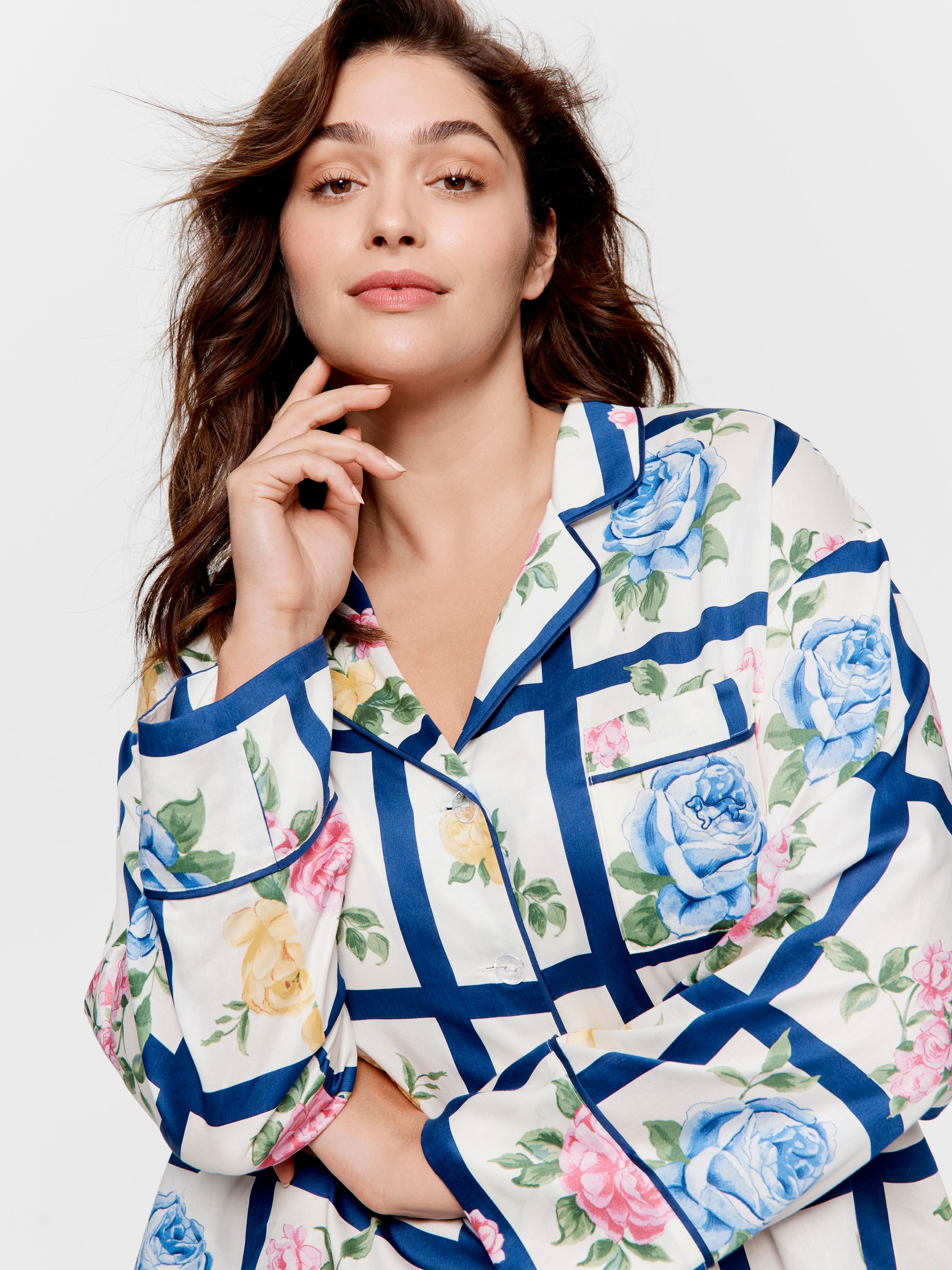 P.A. Plus Botanical Tile Soft Cotton Long Pj Set
