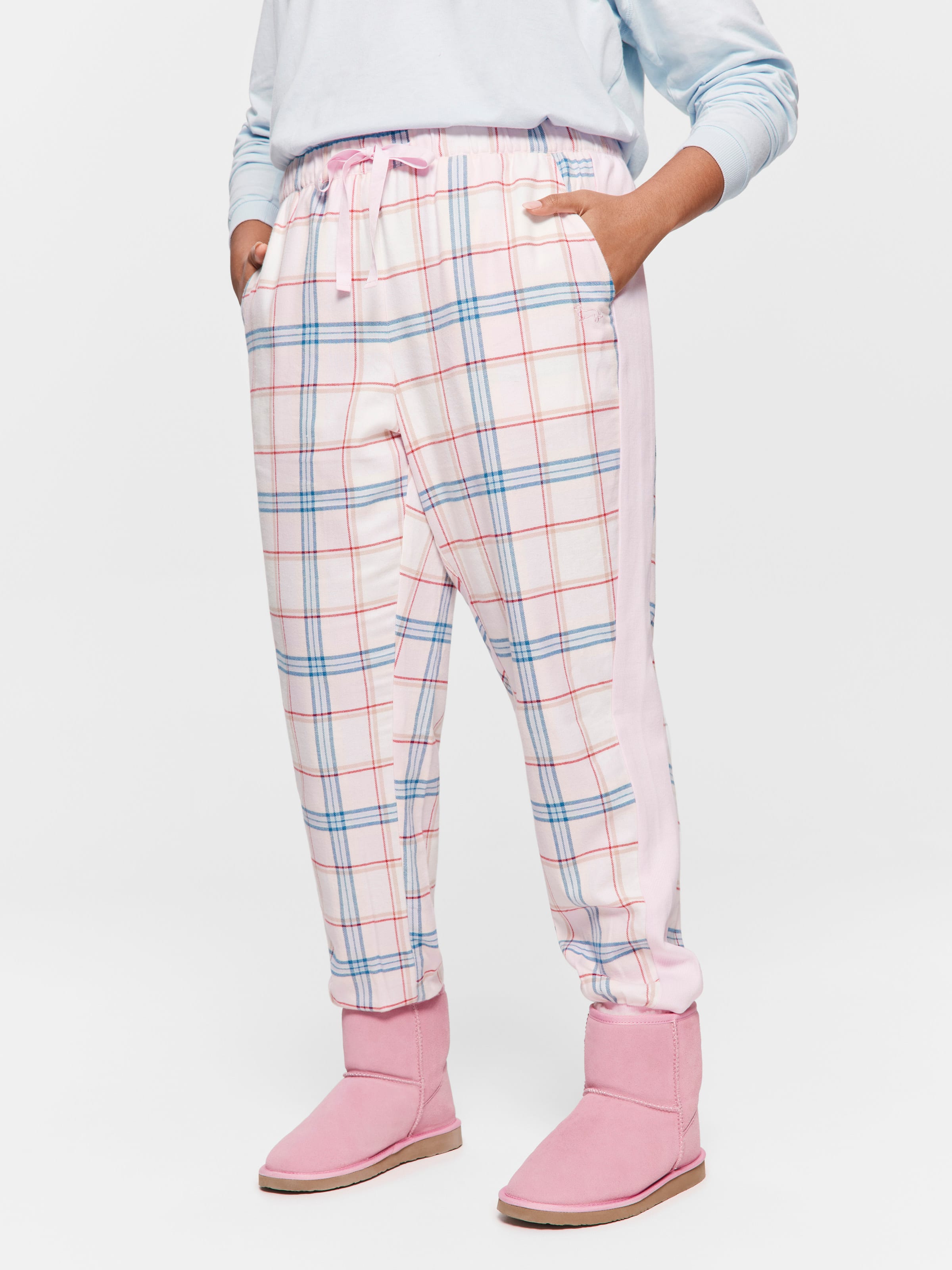 P.A. Plus Check Pink & Navy Flannelette Cuff Pj Pant