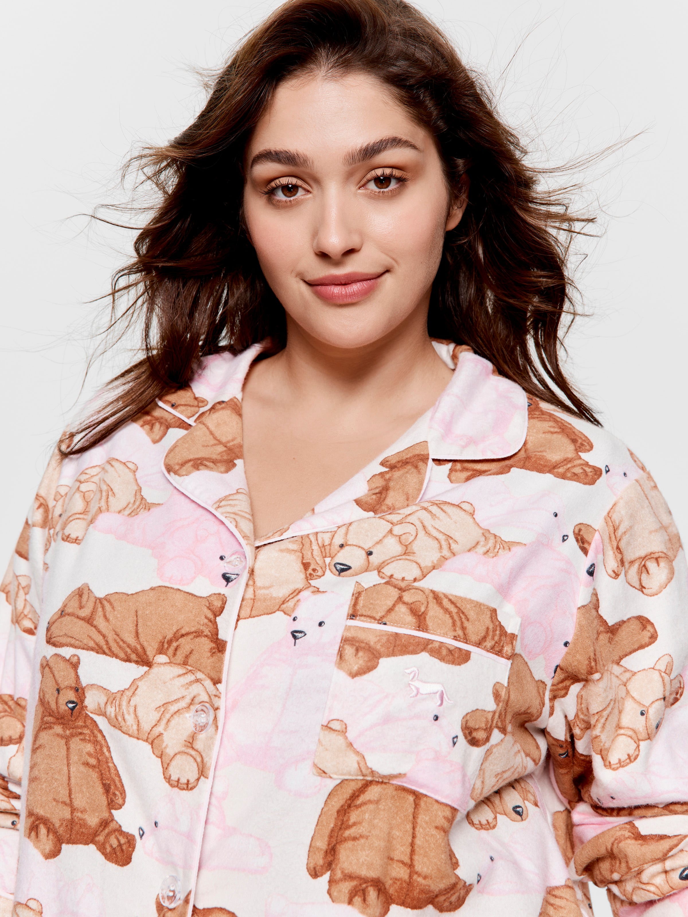 P.A. Plus Pastel Bears Bamboo Flannelette Classic Pj Set