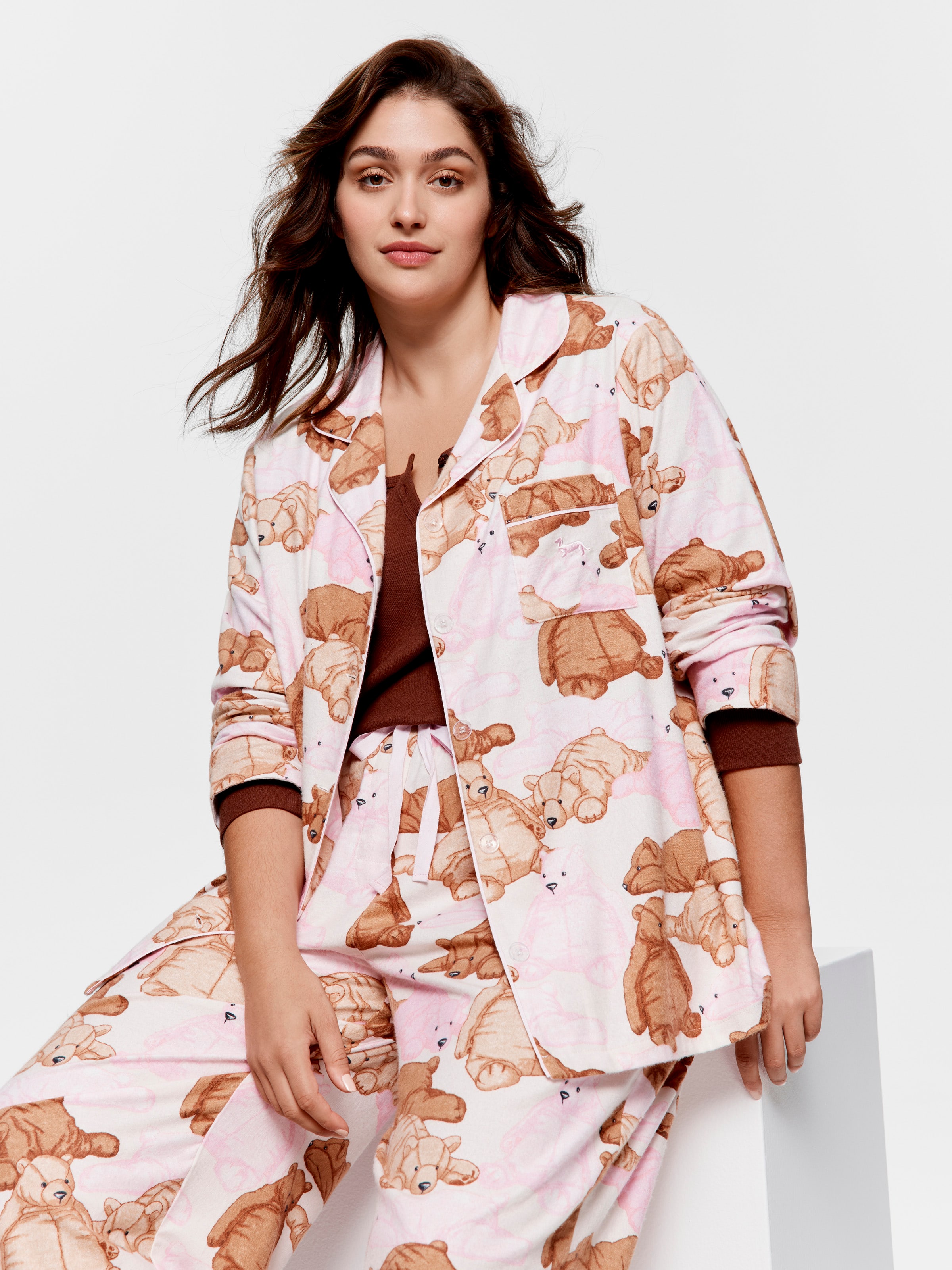 P.A. Plus Pastel Bears Bamboo Flannelette Classic Pj Set