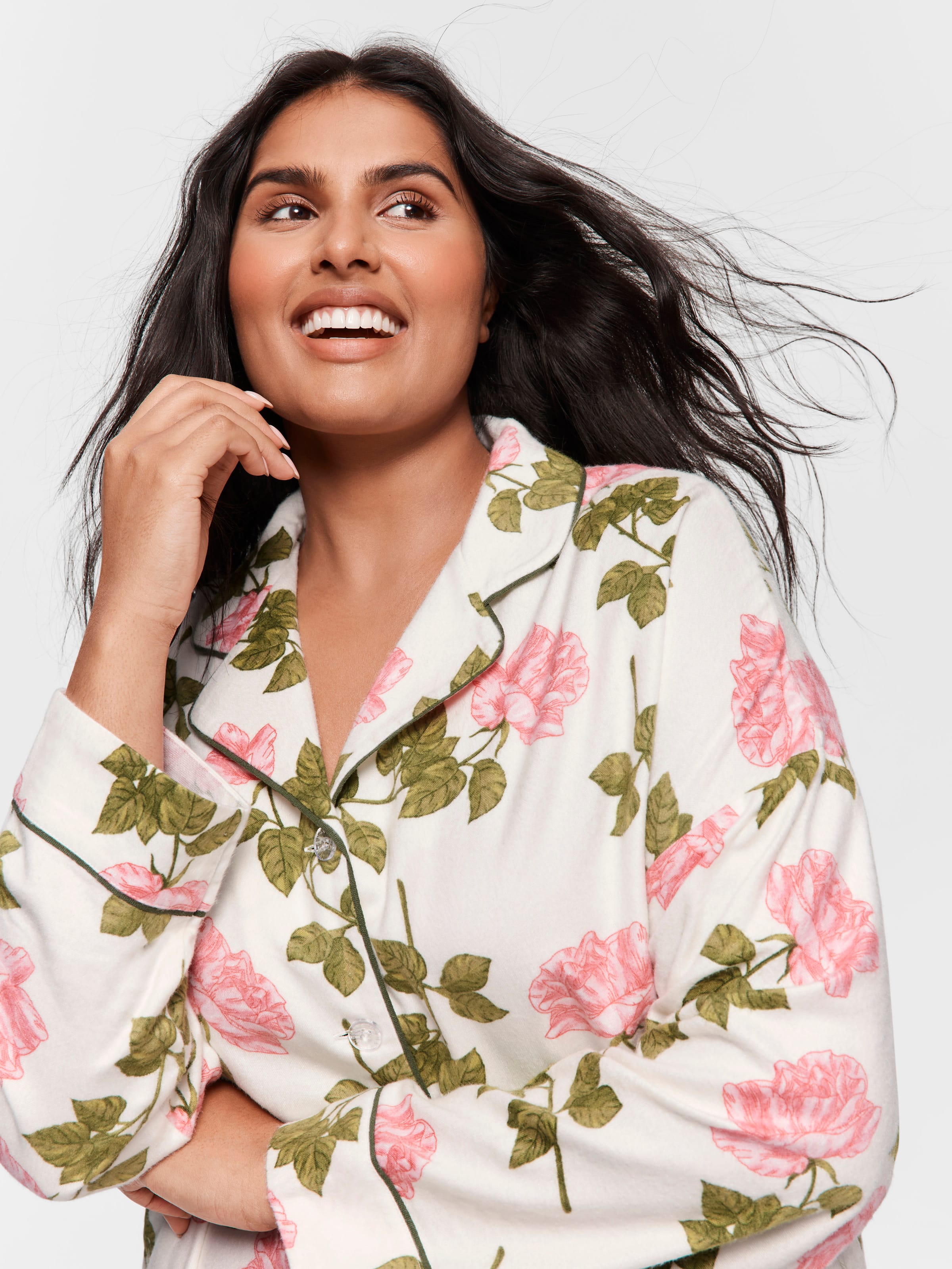 P.A. Plus Pretty Rose Bamboo Flannelette Classic Pj Set