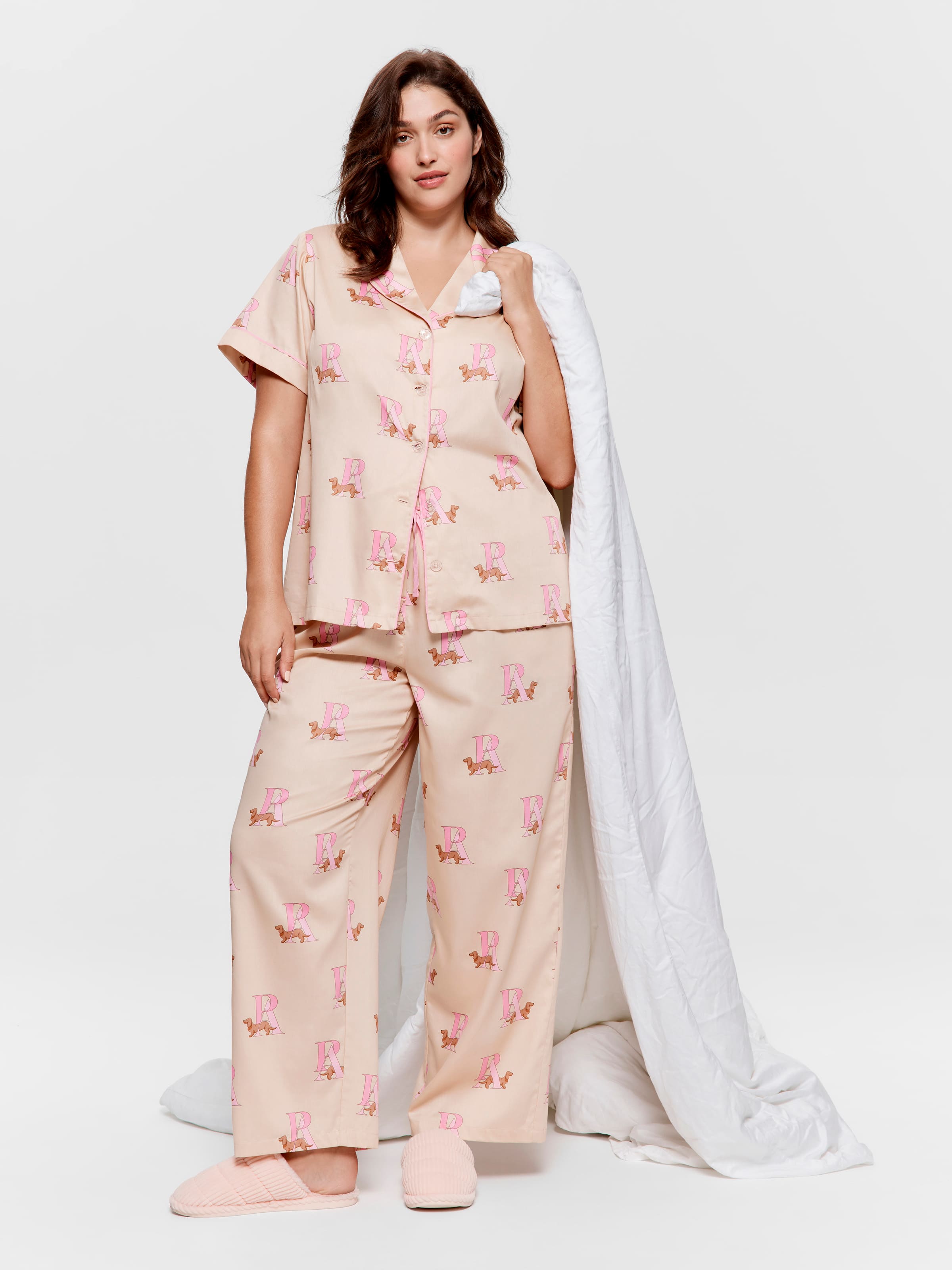 P.A. Plus Penny Monogram 100% Cotton Pj Set