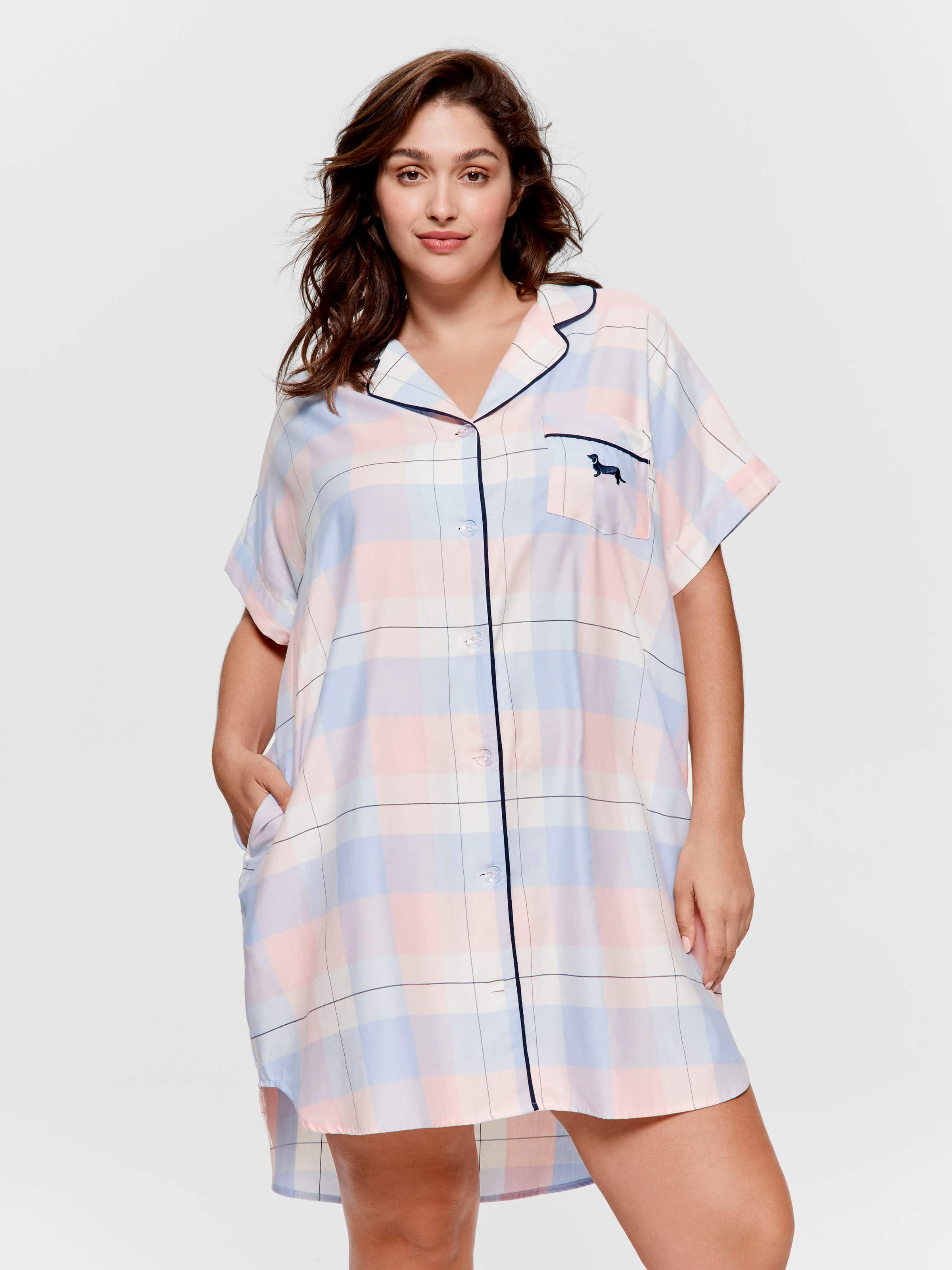 P.A. Plus Pastel Buffalo Check 100% Cotton Nightshirt