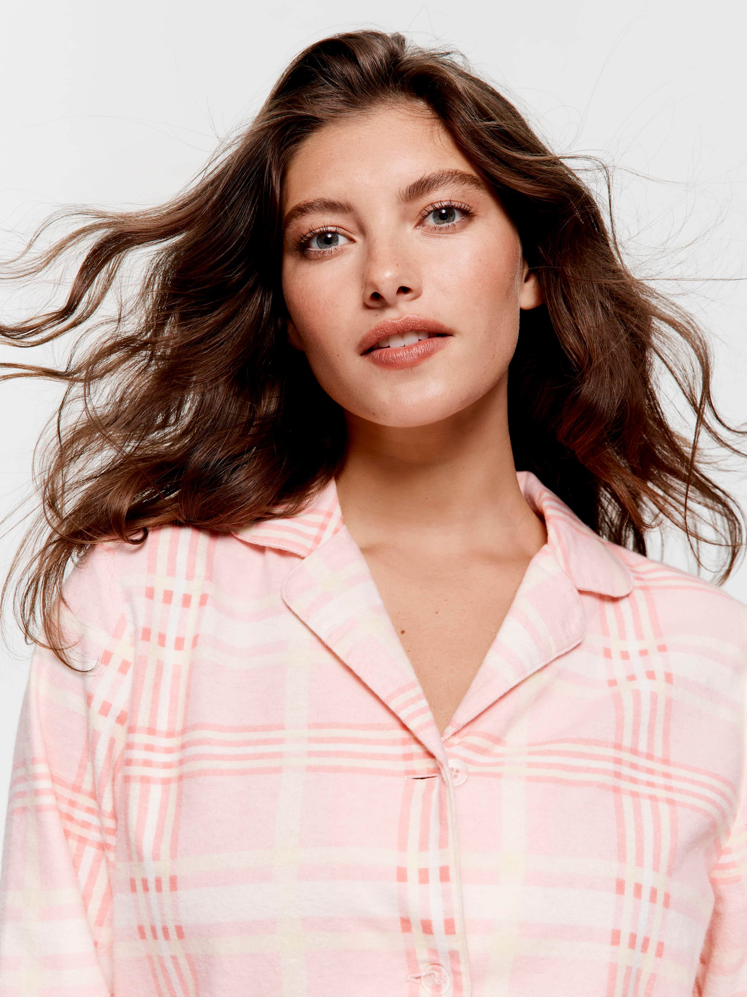 Peach Check Classic Flannelette Pj Set