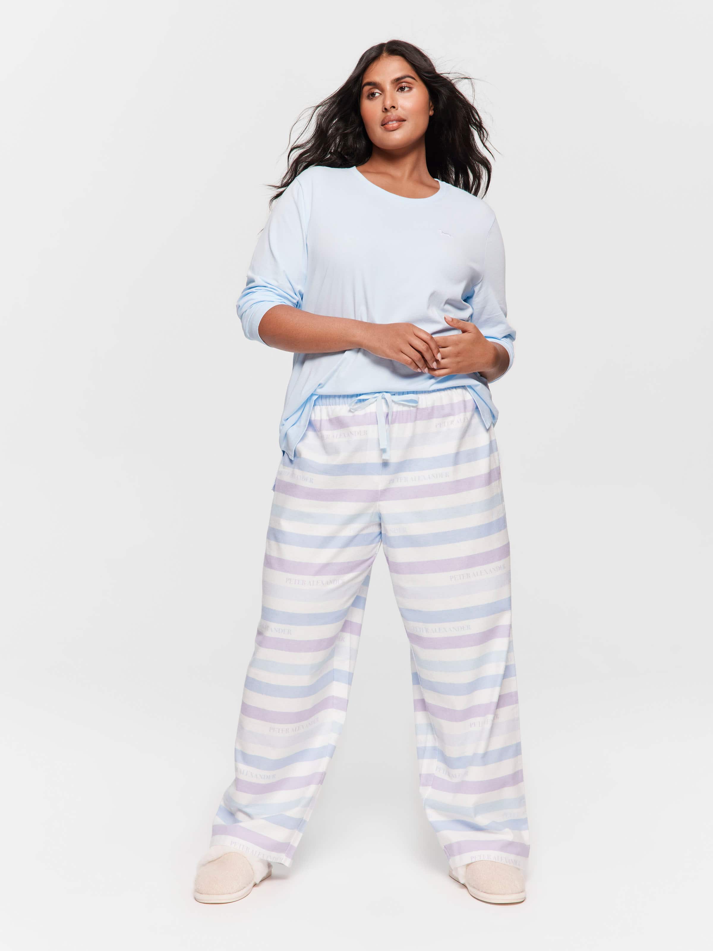 P.A. Plus Blue Branded Stripe Classic Flannelette Pj Pant
