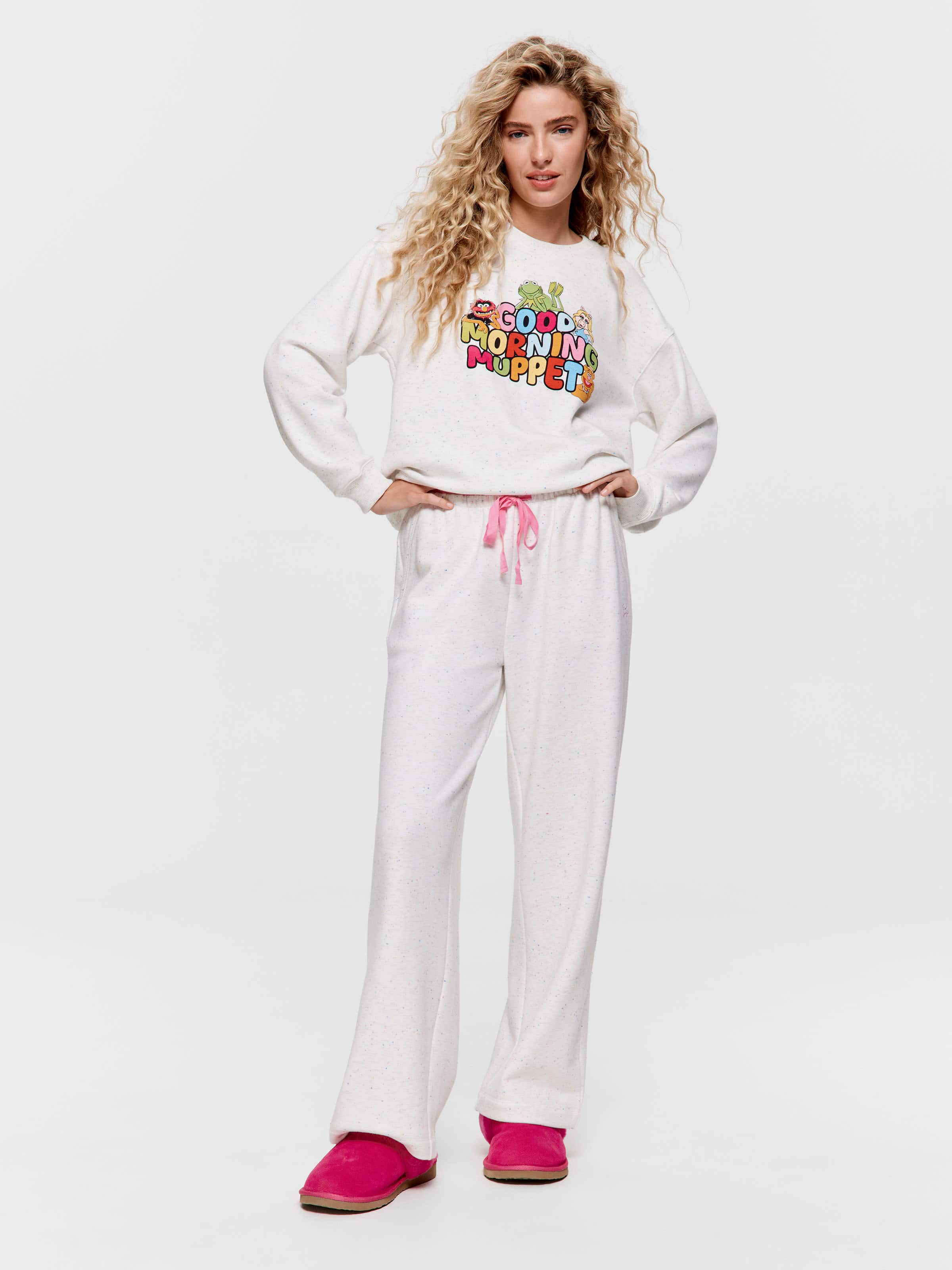 Speckle Fleece Wide Leg Pj Pant