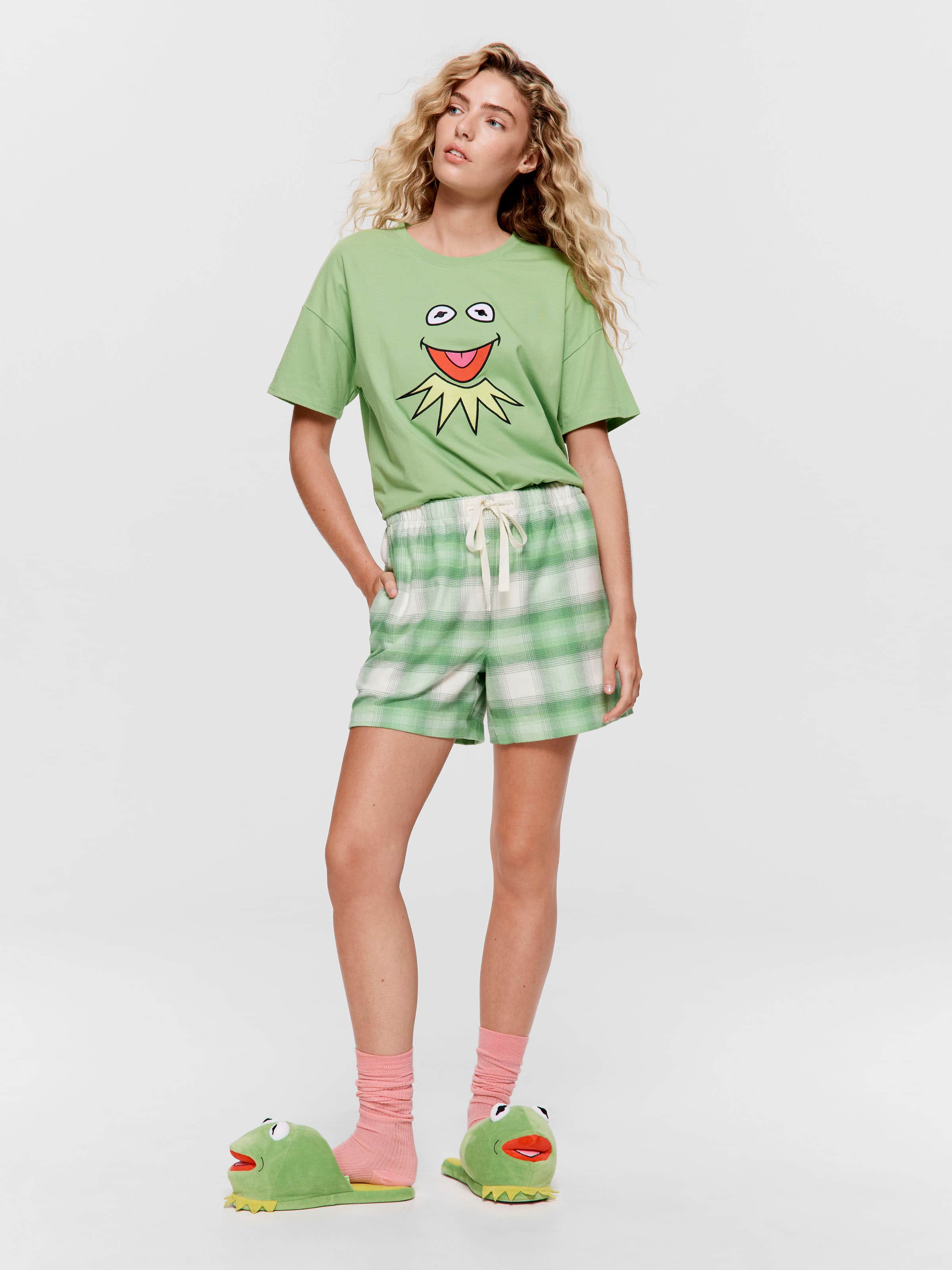 Green Check Flannelette Mid Short