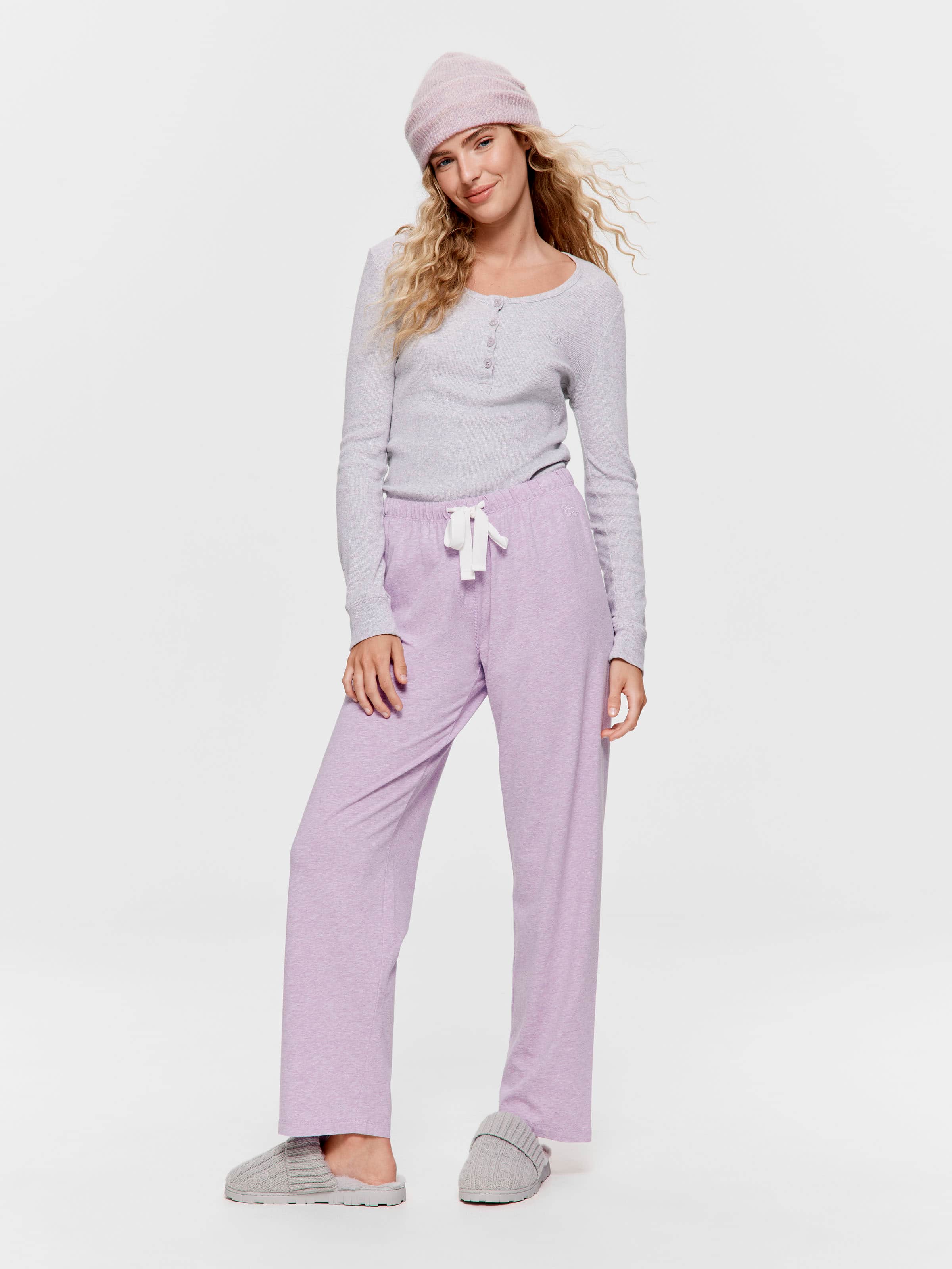 Purple Marle Straight Leg Pj Pant