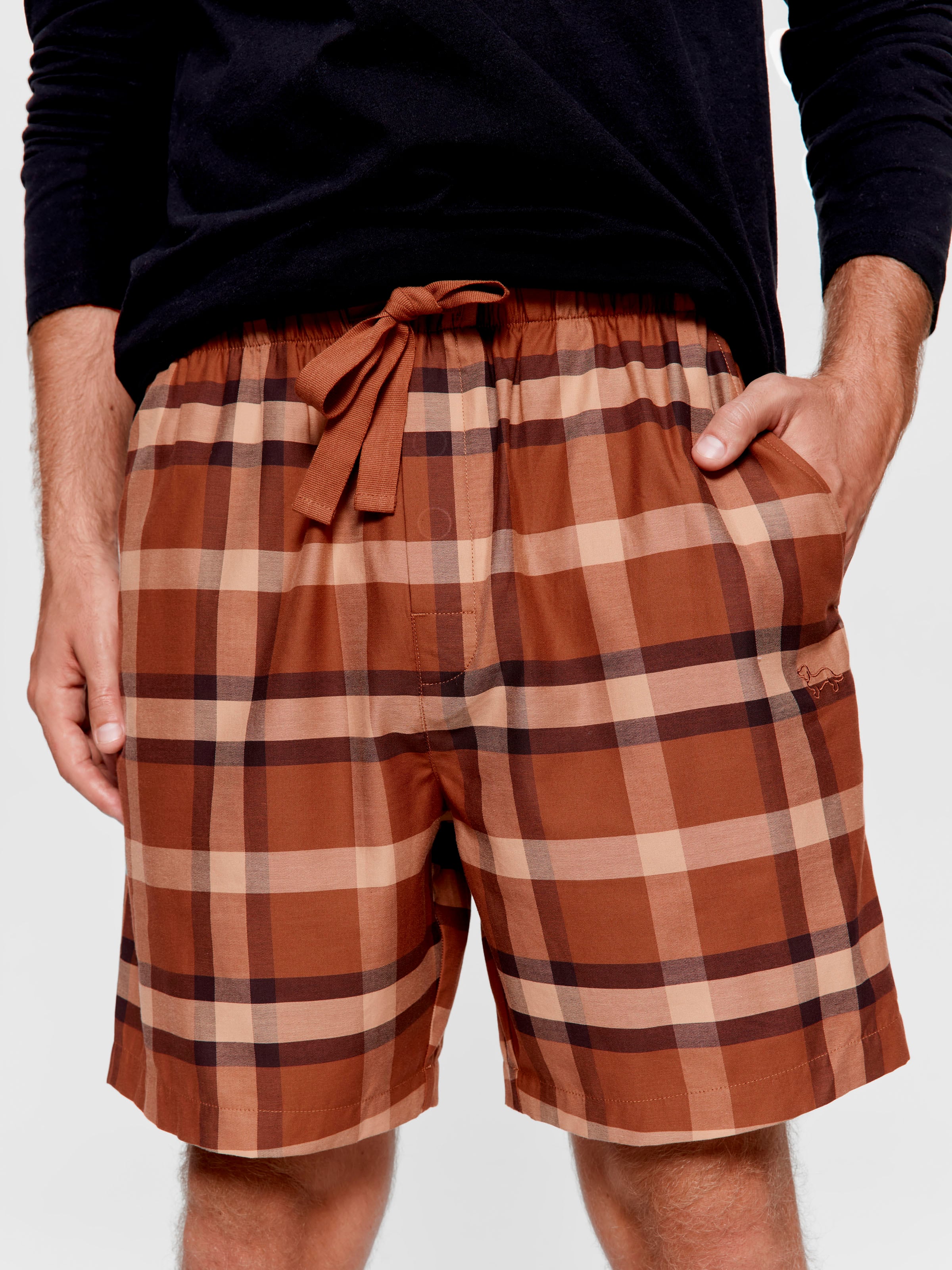 Brown Check Mid Short