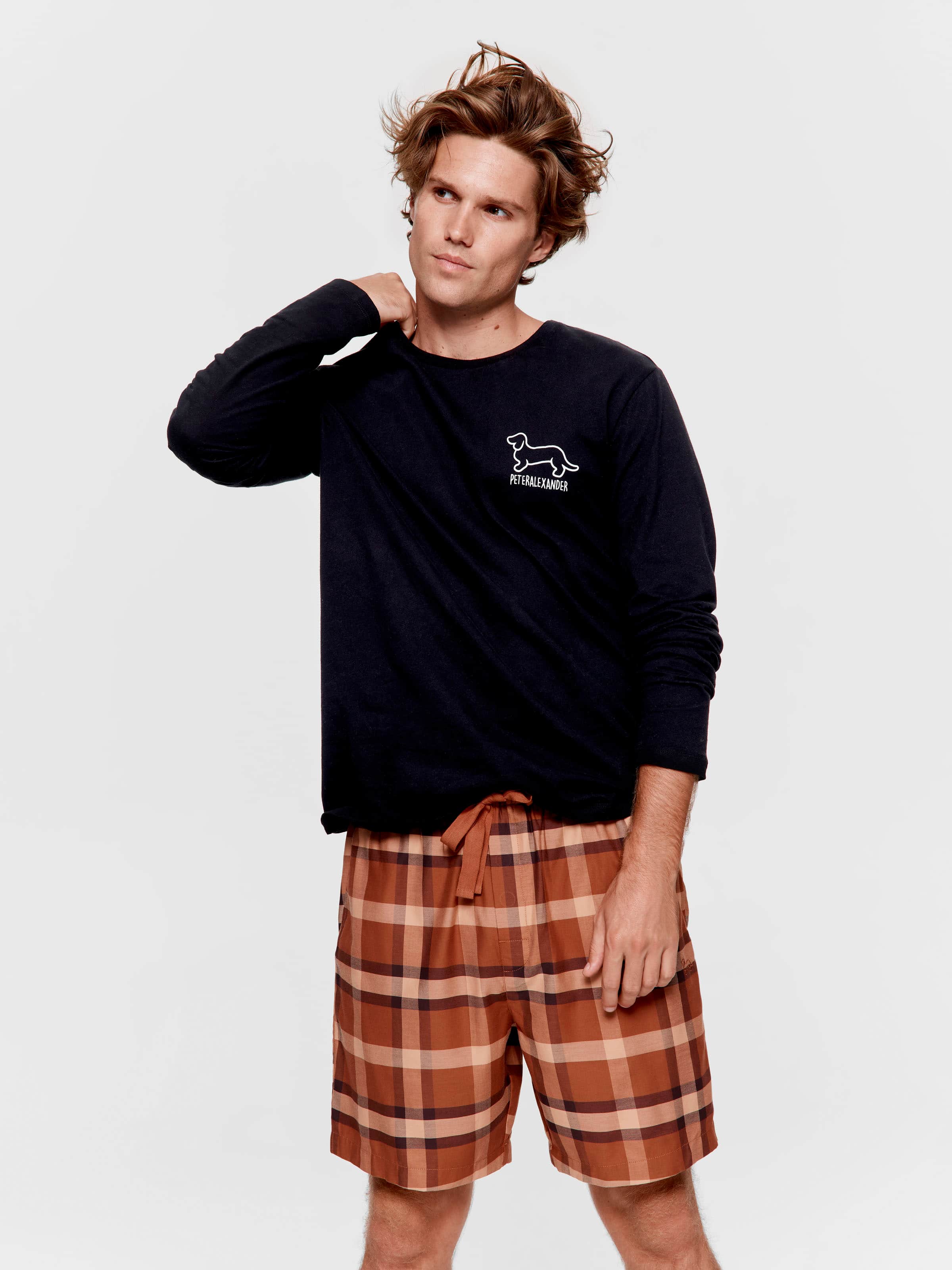 Brown Check Mid Short